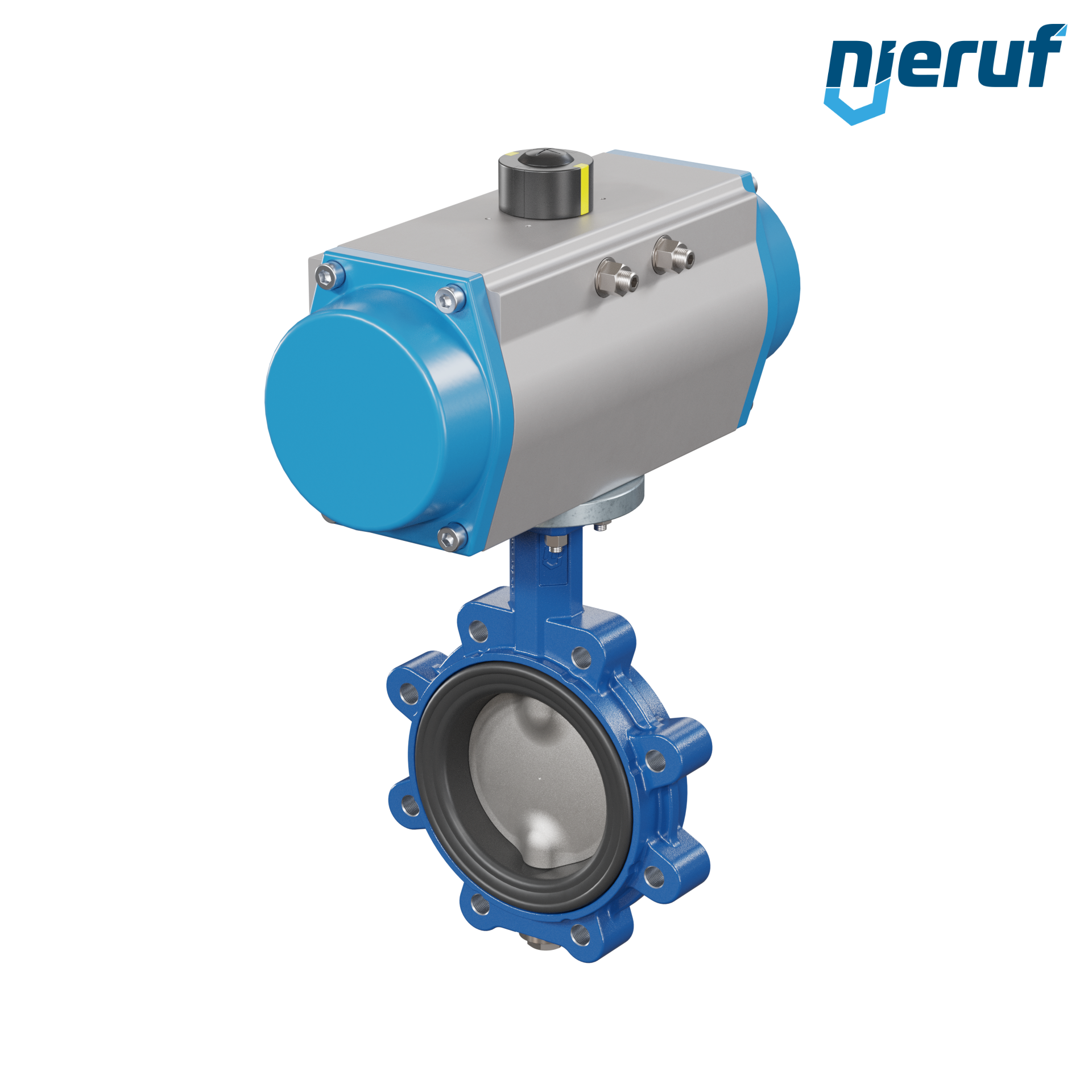 Butterfly valve DN 125 AK02 NBR-70-black DVGW gas pneumatic actuator single acting normally closed