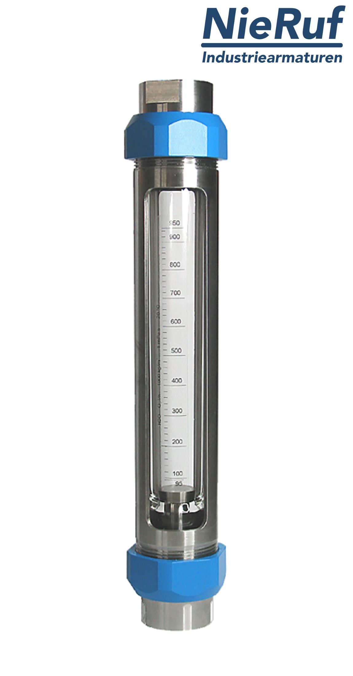 Variable area flowmeter stainless steel + borosilicate 1 1/4" inch 6000.0 - 20000 l/h water EPDM