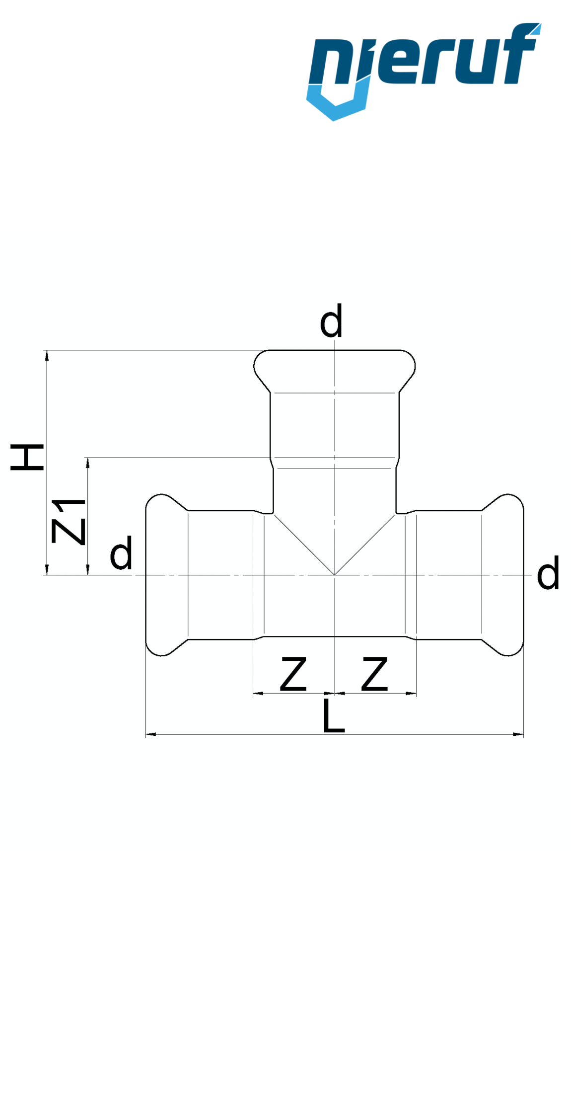 T-fitting Pressfitting F x F DN25 - 28,0 mm stainless steel