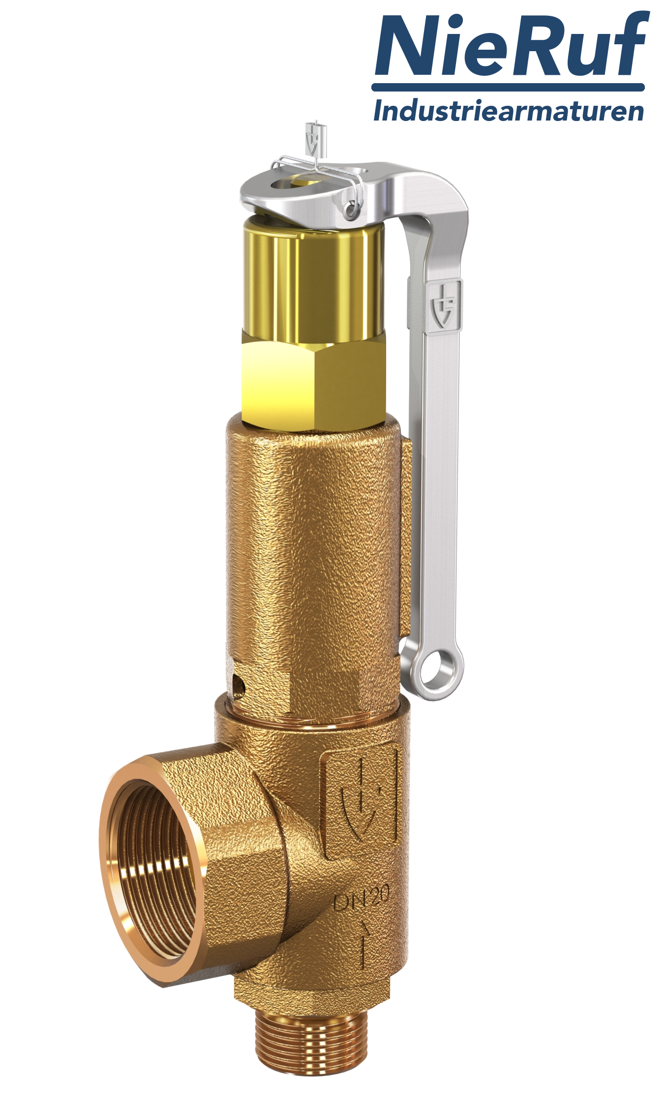 safety valve 1 1/2" m  x 2" fm SV07 neutral gaseous media, gunmetal FKM, with lever