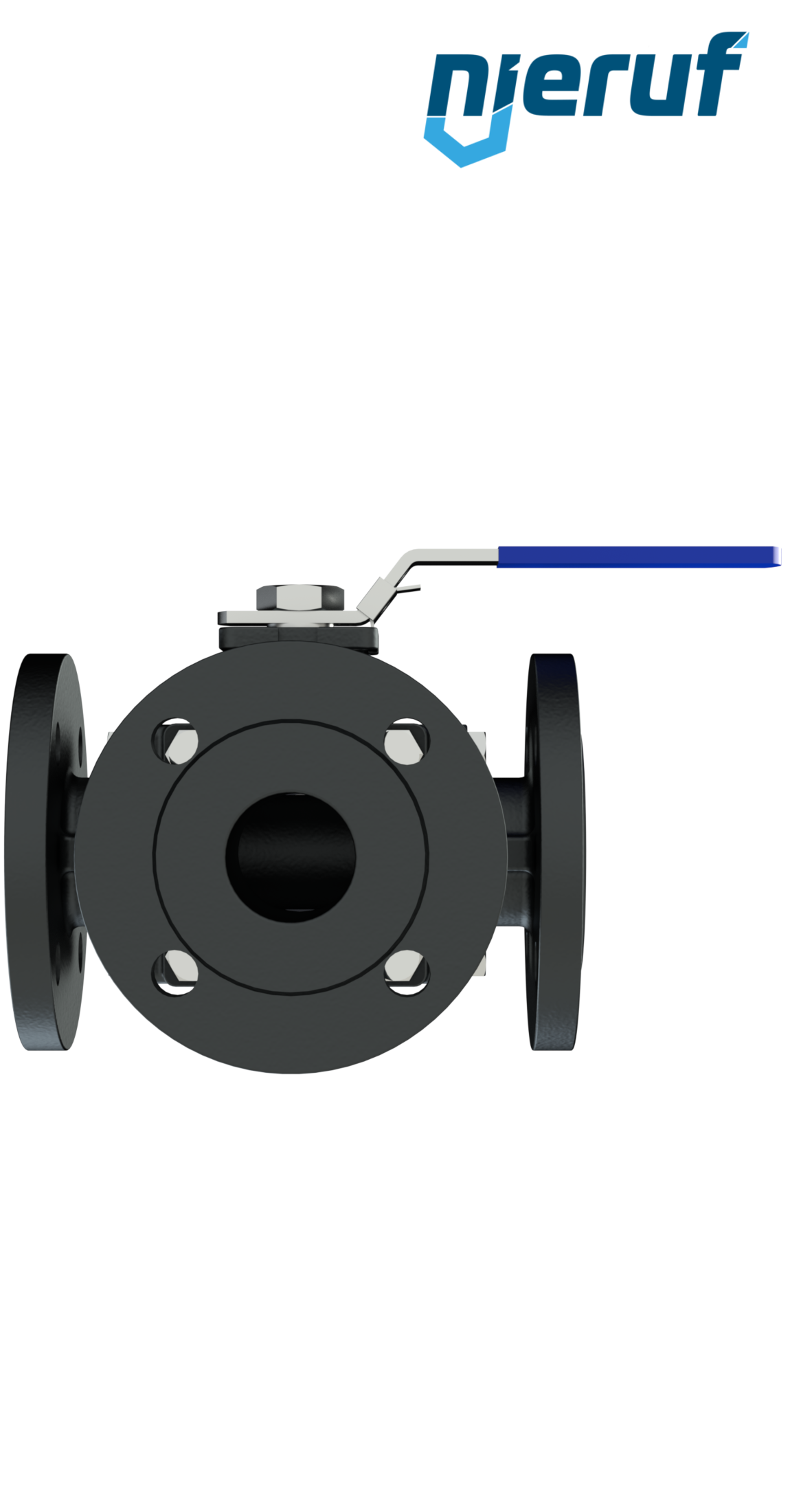 Three-way flange ball valve DN40 FK08 T drilling carbon steel 1.0619