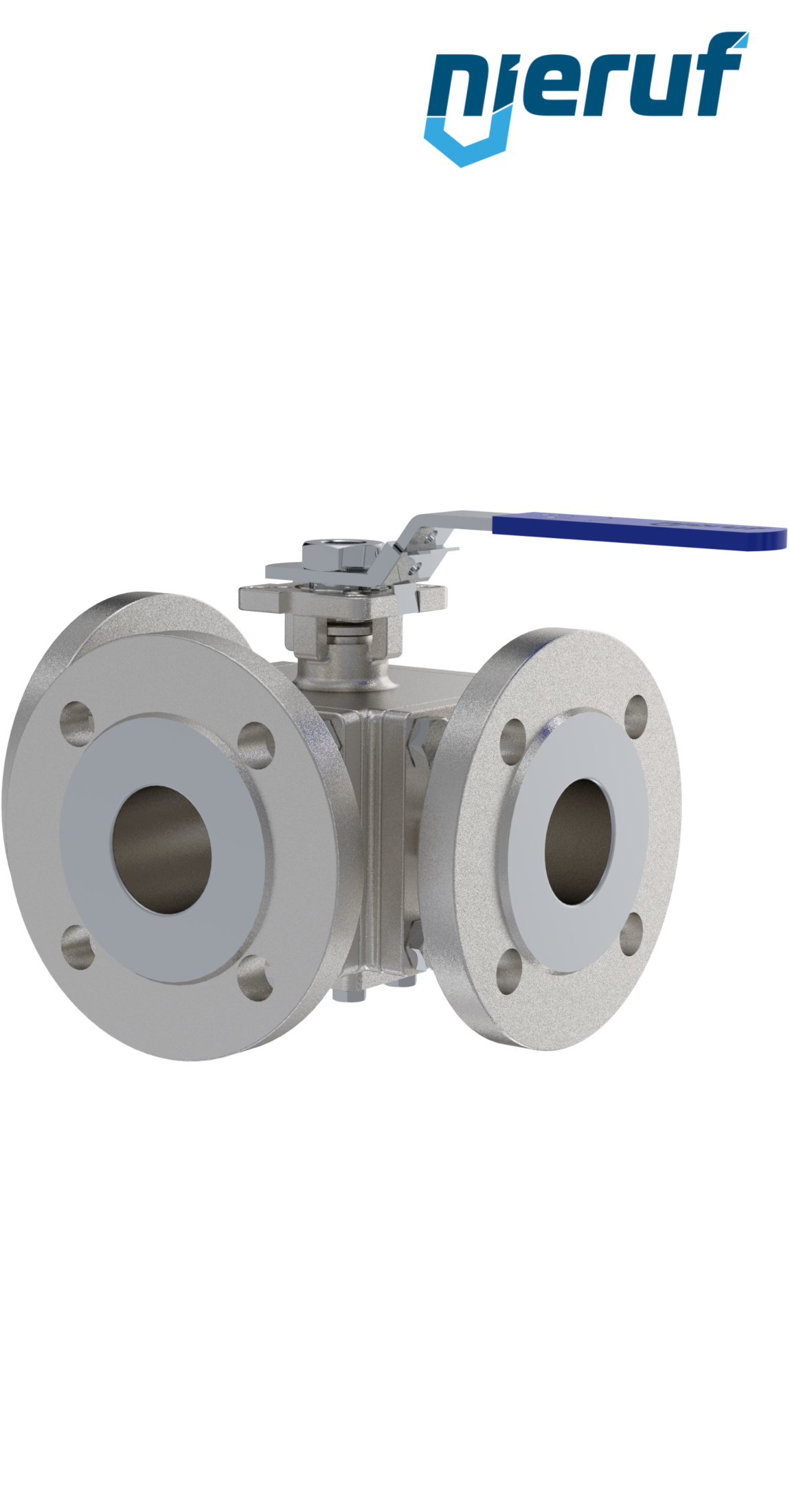 3 way stainless steel flange ball valve DN65 FK09 T drilling stainless steel 1.4408