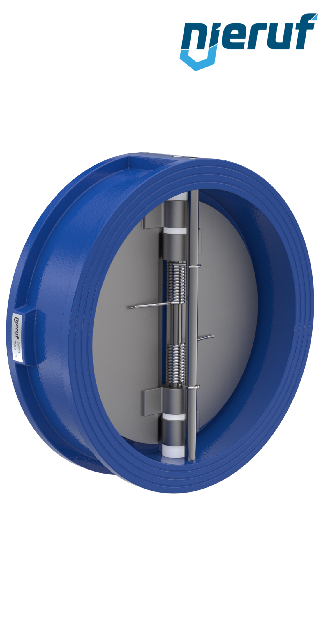 dual plate check valve DN350 DR02 ANSI 150 GGG40 epoxyd plated blue 180µm EPDM