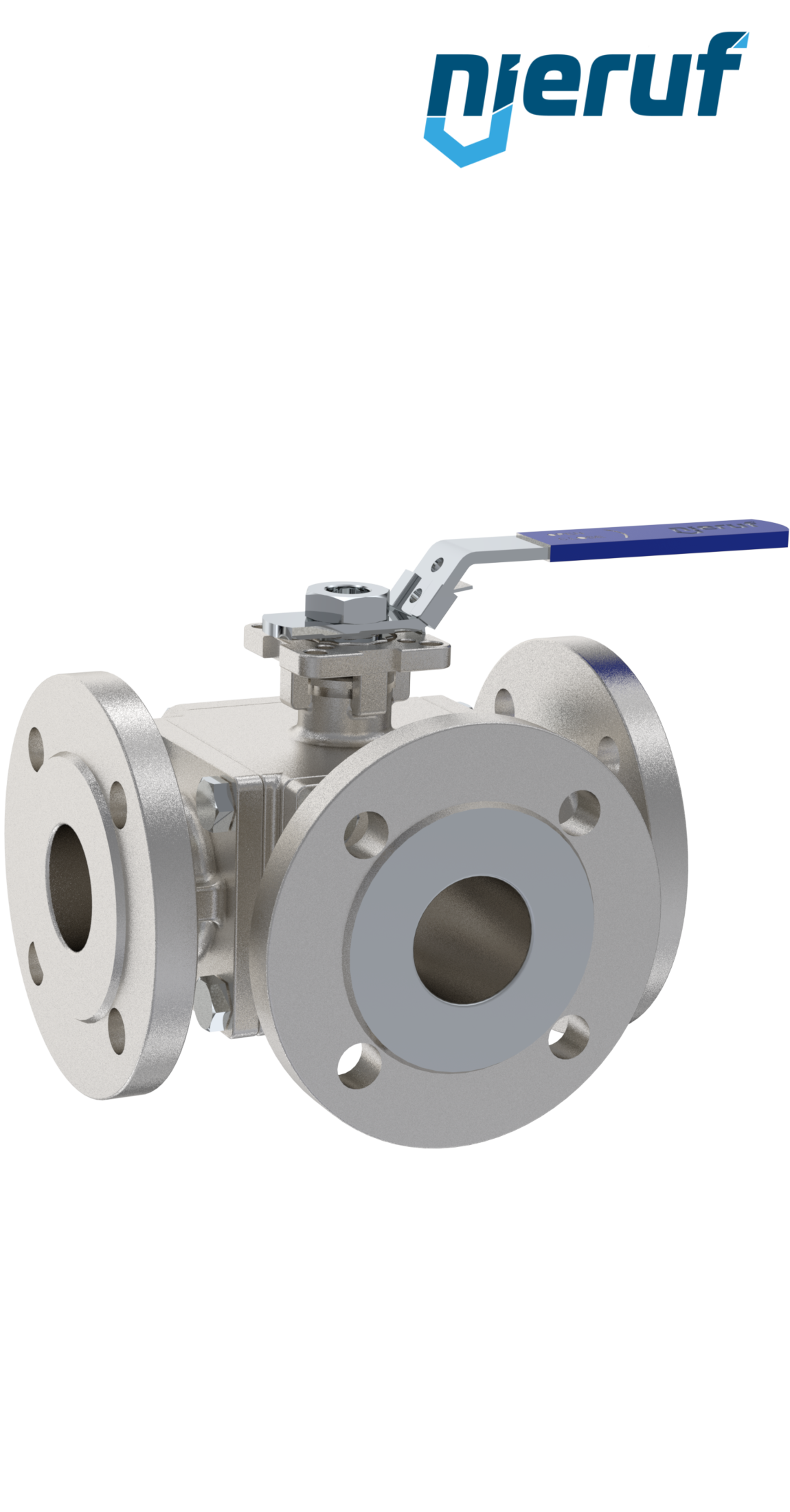 3 way stainless steel flange ball valve DN32 FK09 L Drilling stainless steel 1.4408