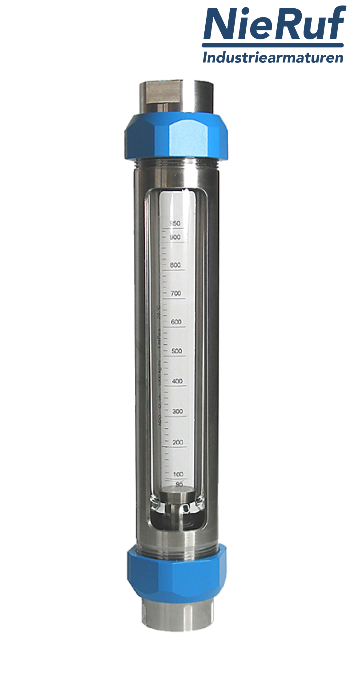 Variable area flowmeter stainless steel + borosilicate 3/8" inch 6.5 - 65.0 l/h water EPDM