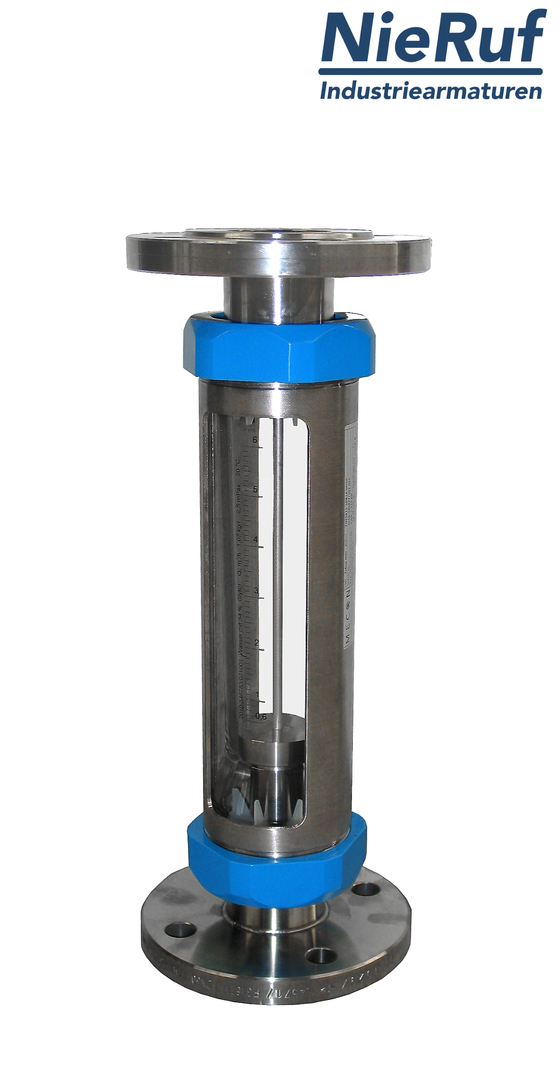 Variable area flowmeter stainless steel + borosilicate flange DN10 160.0 - 1600 l/h air FKM