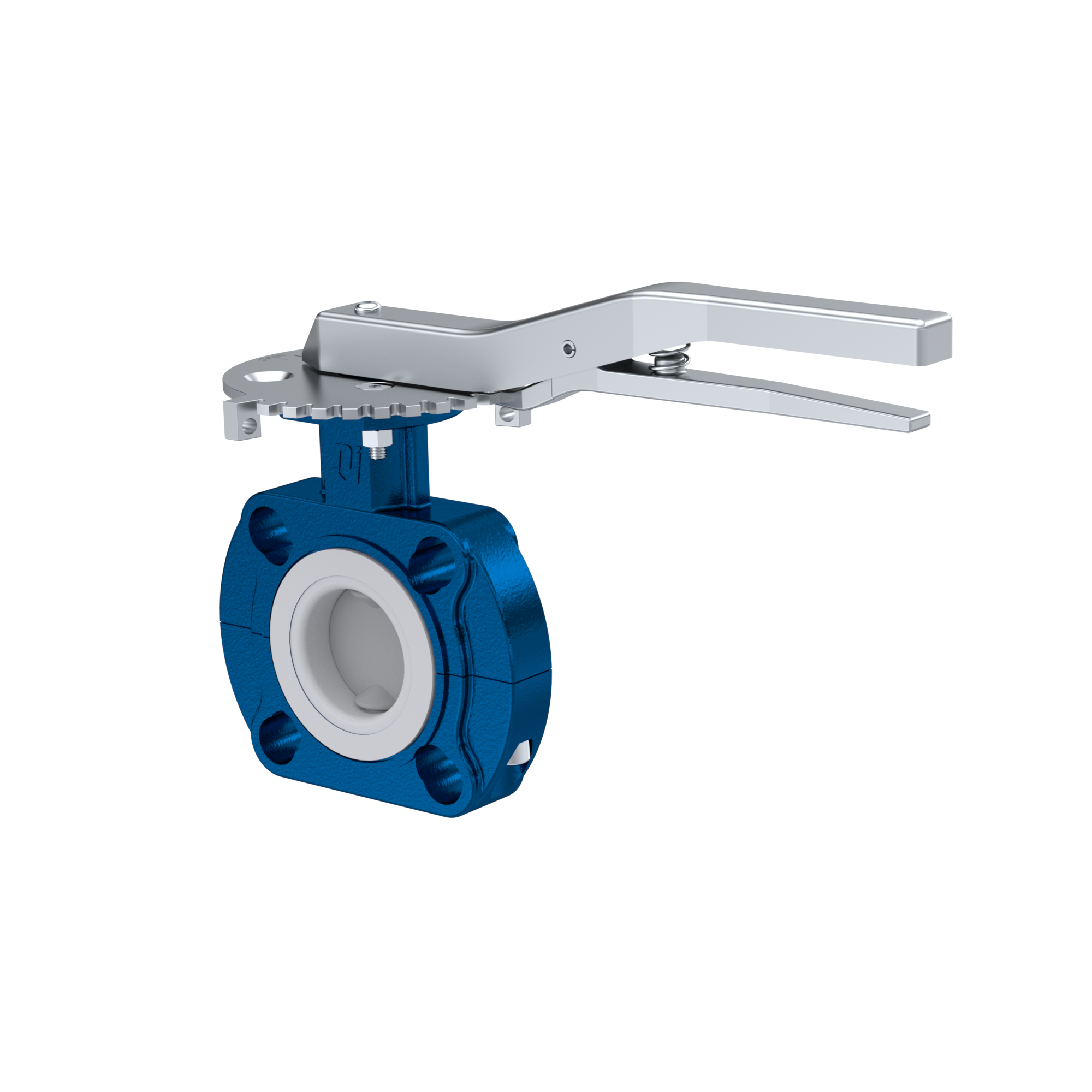 PFA-Butterfly-valve PTFE AK09 DN25 ANSI150 lever FKM insert