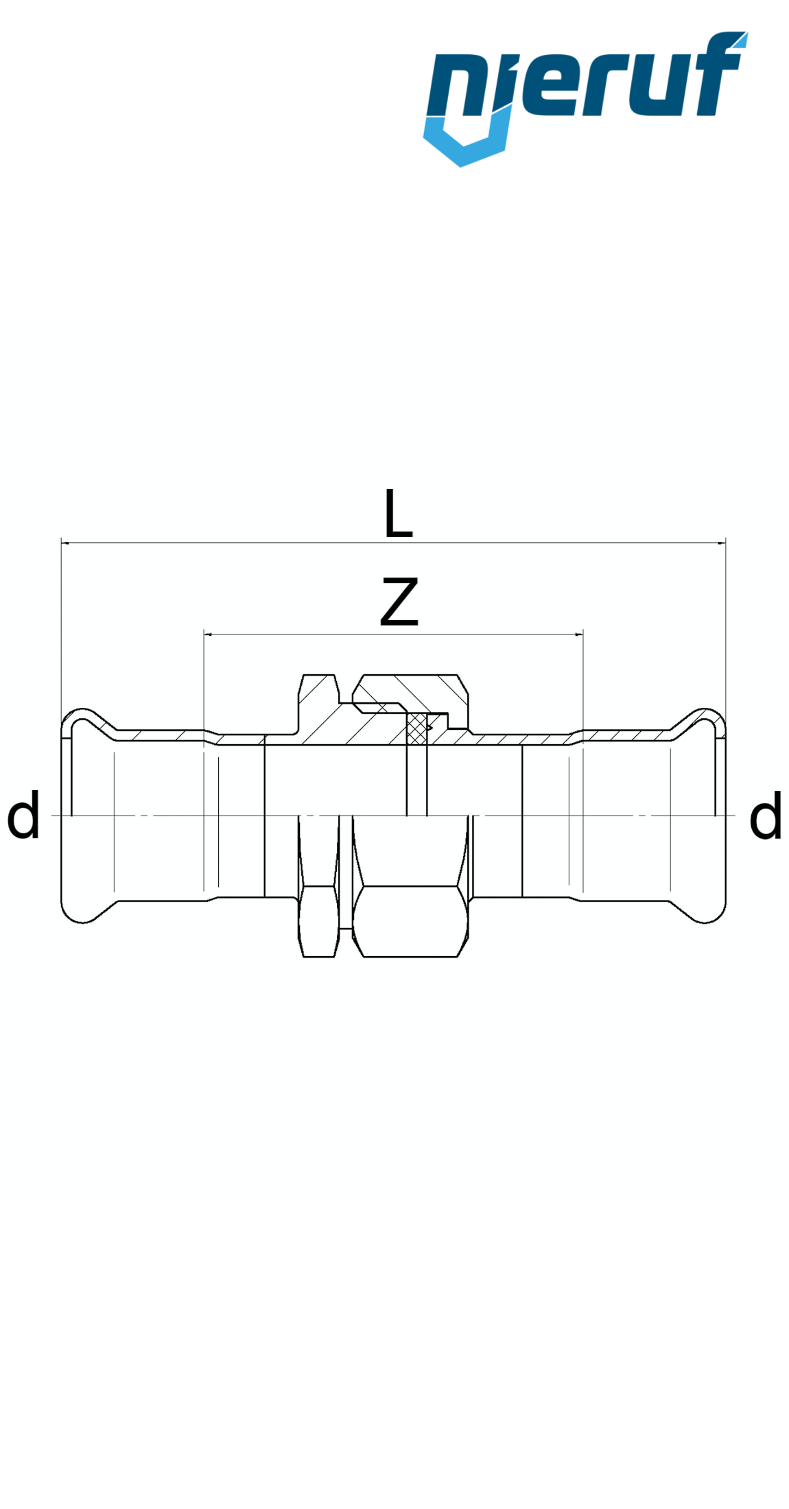 Union Coupling Pressfitting F x F DN15 - 18,0 mm stainless steel