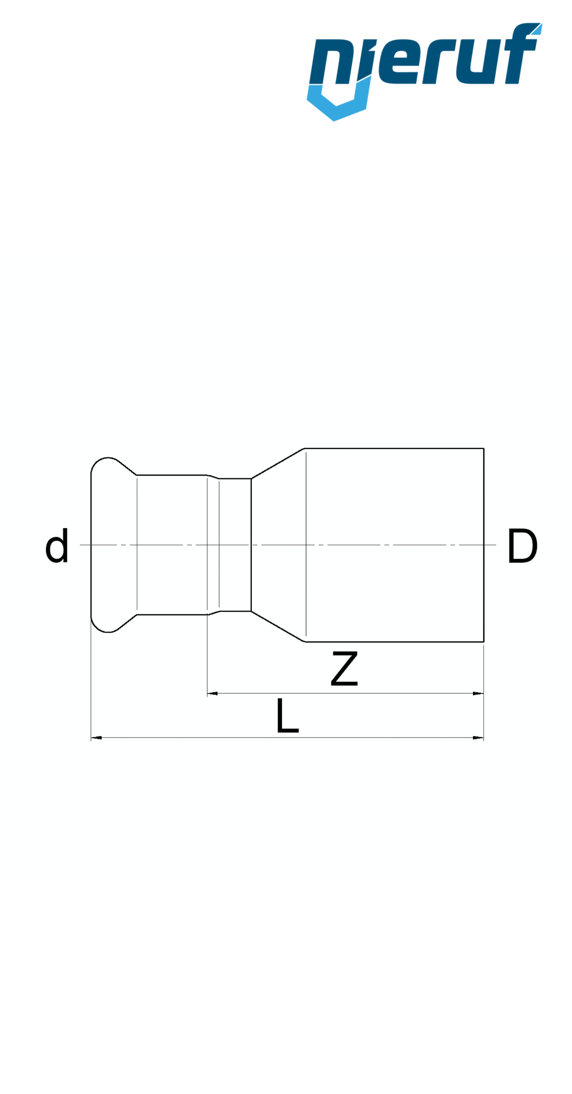 reducing piece Pressfitting M DN32 x DN20 stainless steel