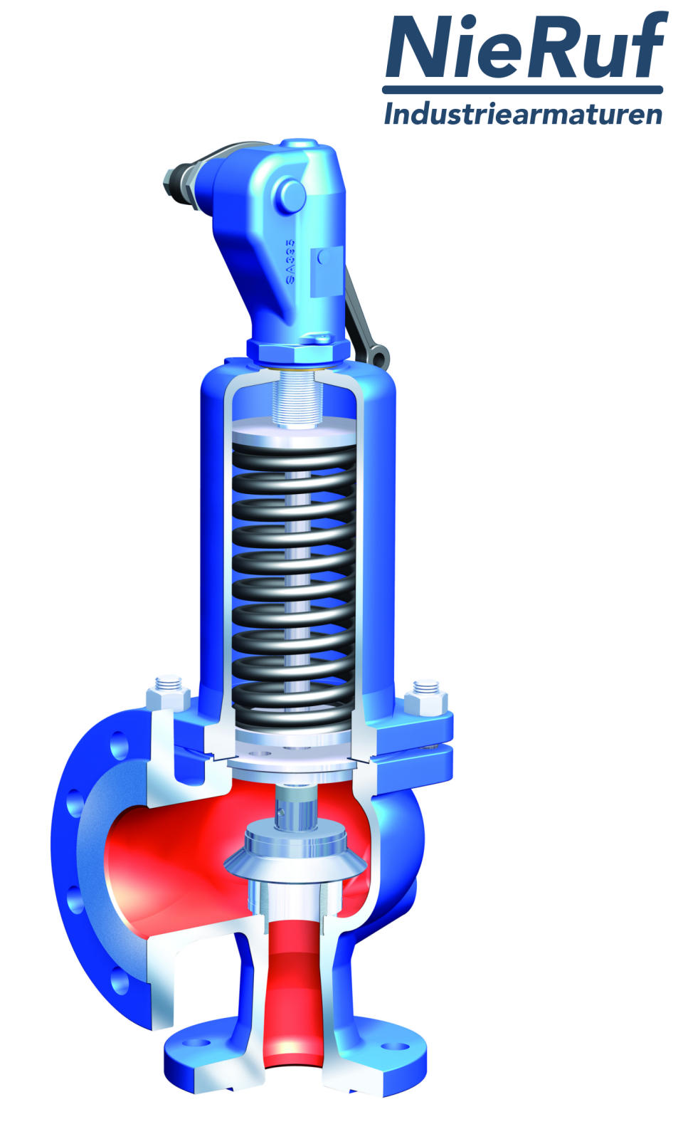 flange-safety valve DN15/DN15 SF02, cast steel 1.0619+N FPM, with lever