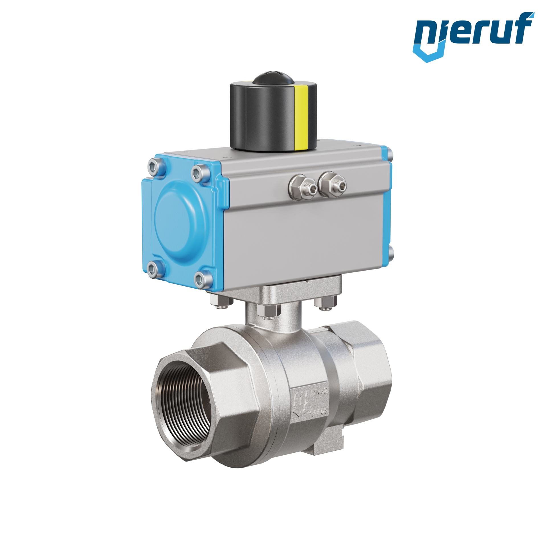 valvola a sfera pneumatica DN32 - 1 1/4" pollici azionamento rotativo a doppio effetto PK02