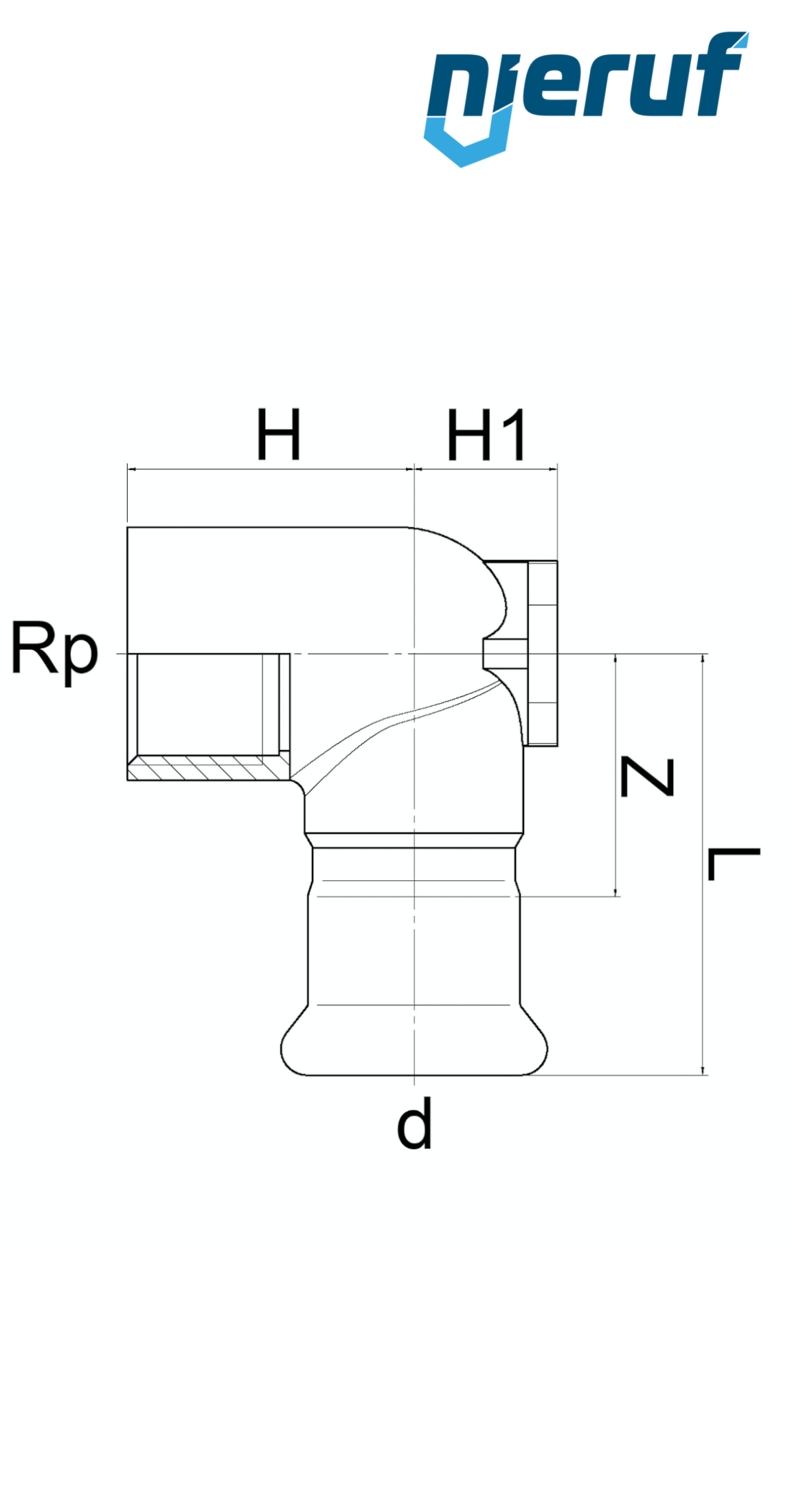 Wall plate Elbow 90° Pressfitting F DN12 - 15,0 mm female thread 1/2" inch stainless steel