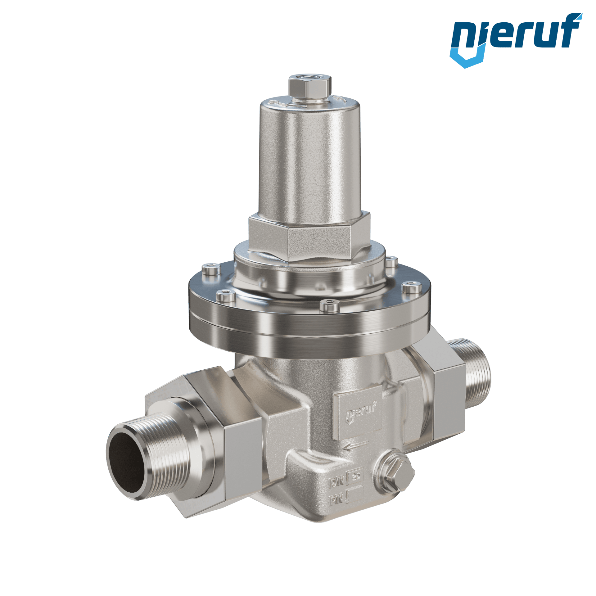 low-pressure reducing valve male thread 1" Inch DM12 stainless steel FPM 0.2 - 2.0 bar