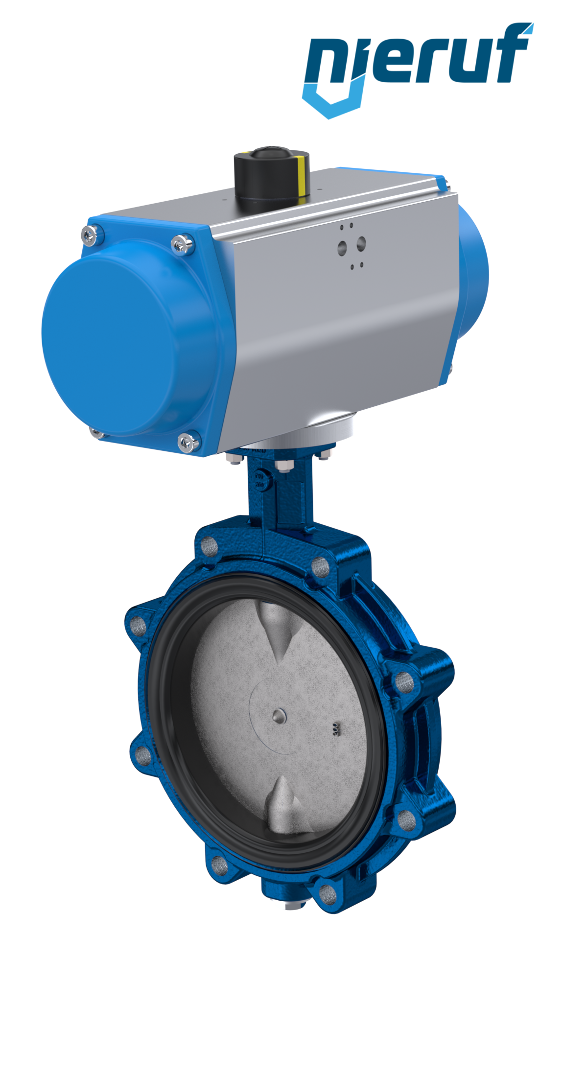 Butterfly valve DN 100 AK02 NBR-70-black DVGW gas pneumatic actuator single acting normally closed