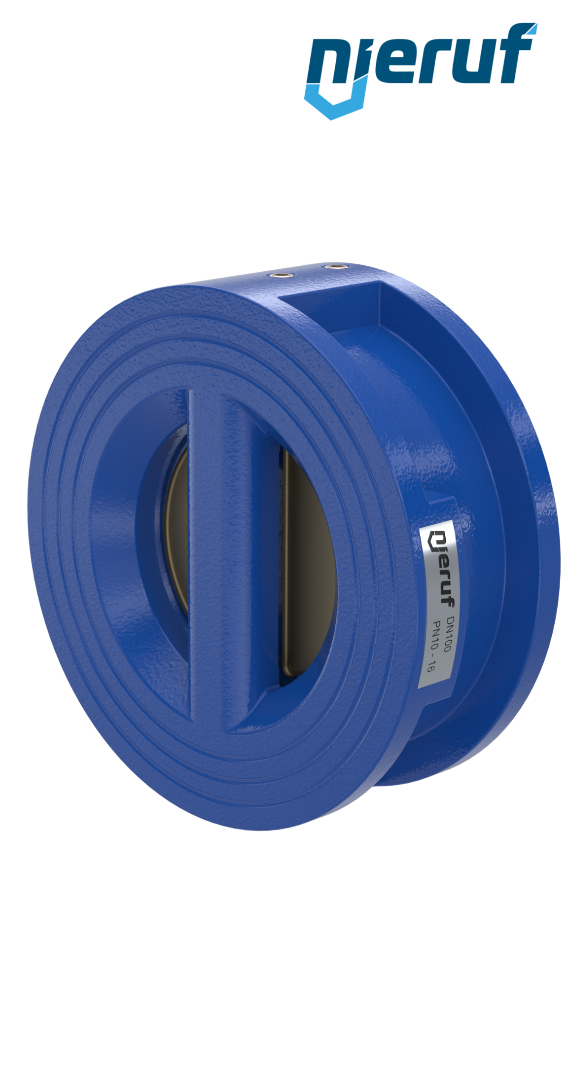 dual plate check valve DN100 DR04 ANSI 150 GGG40 epoxyd plated blue 180µm FKM