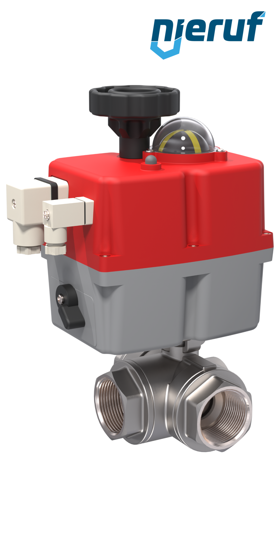 3 way automatic-ball valve 24-240V DN8 - 1/4" inch stainless steel reduced port design with T drilling