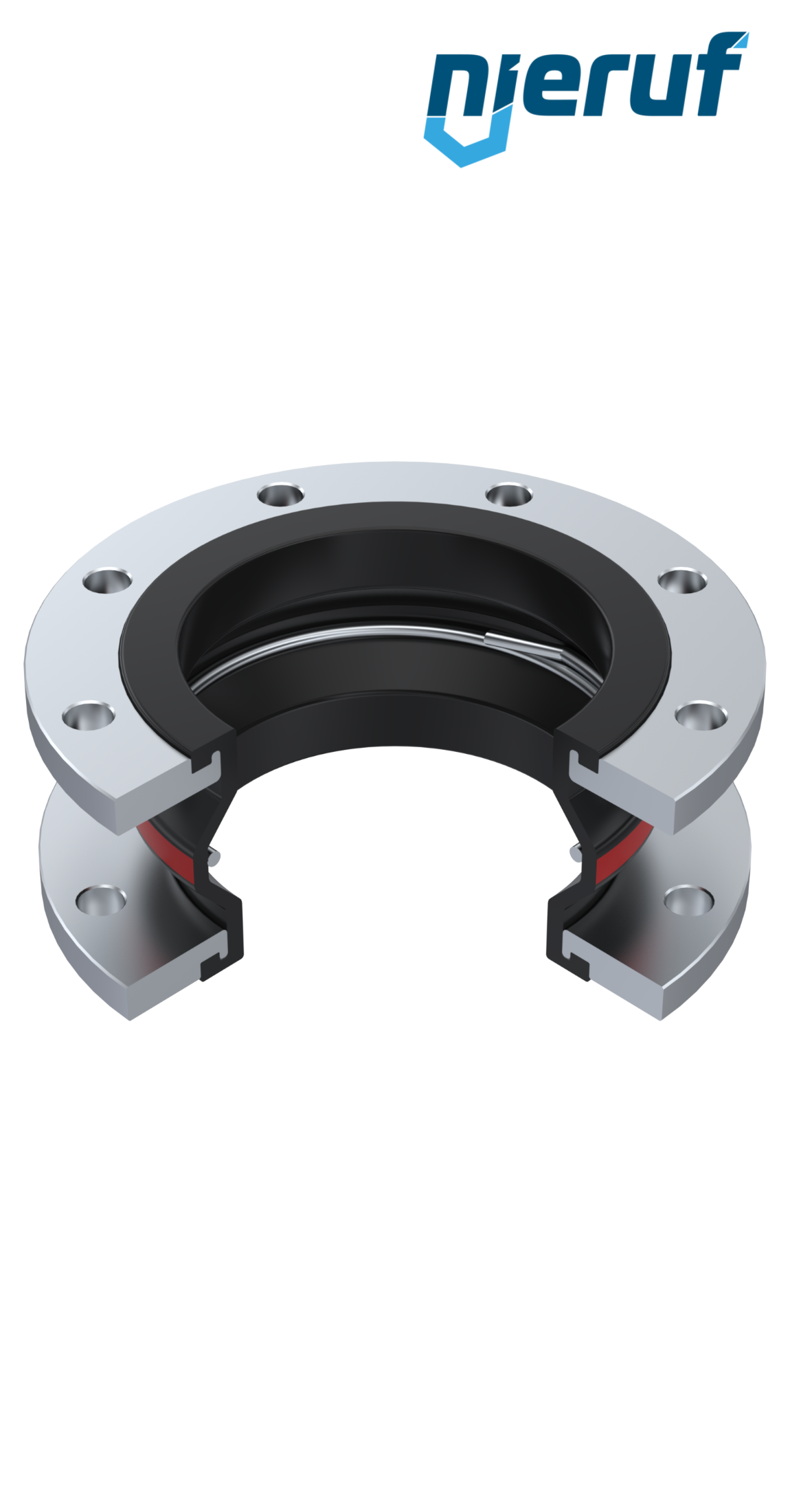 Rubber expansion joint vacuum support ring DN200 type KP04 steel flanges EPDM