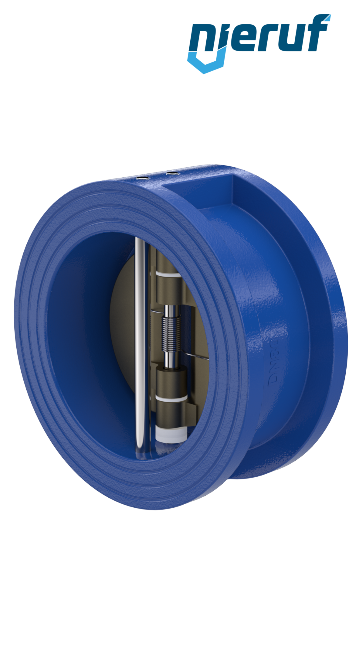dual plate check valve DN80 DR04 GGG40 epoxyd plated blue 180µm FKM