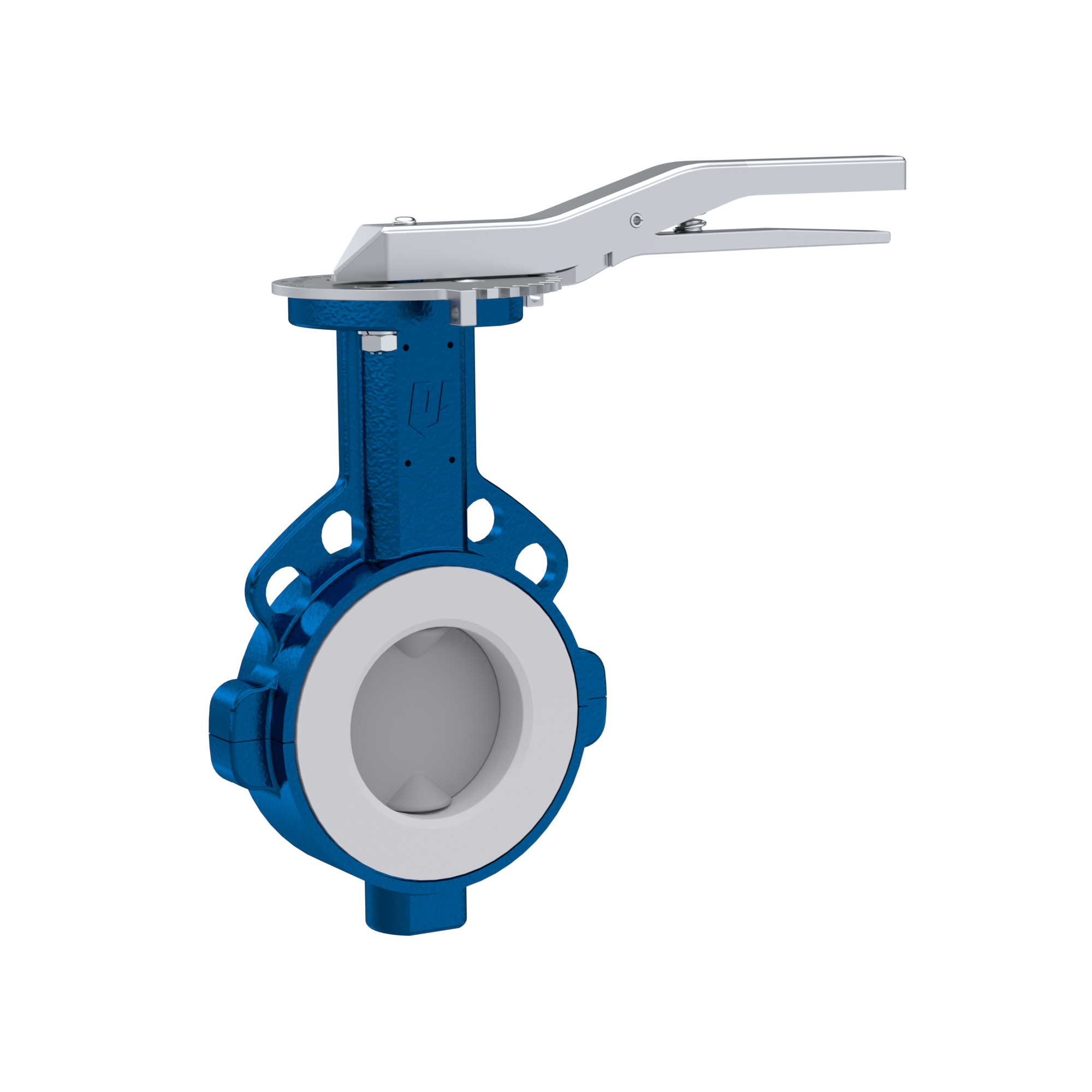 PFA-Butterfly-valve PTFE AK09 DN50 PN10-PN16 lever silicone insert