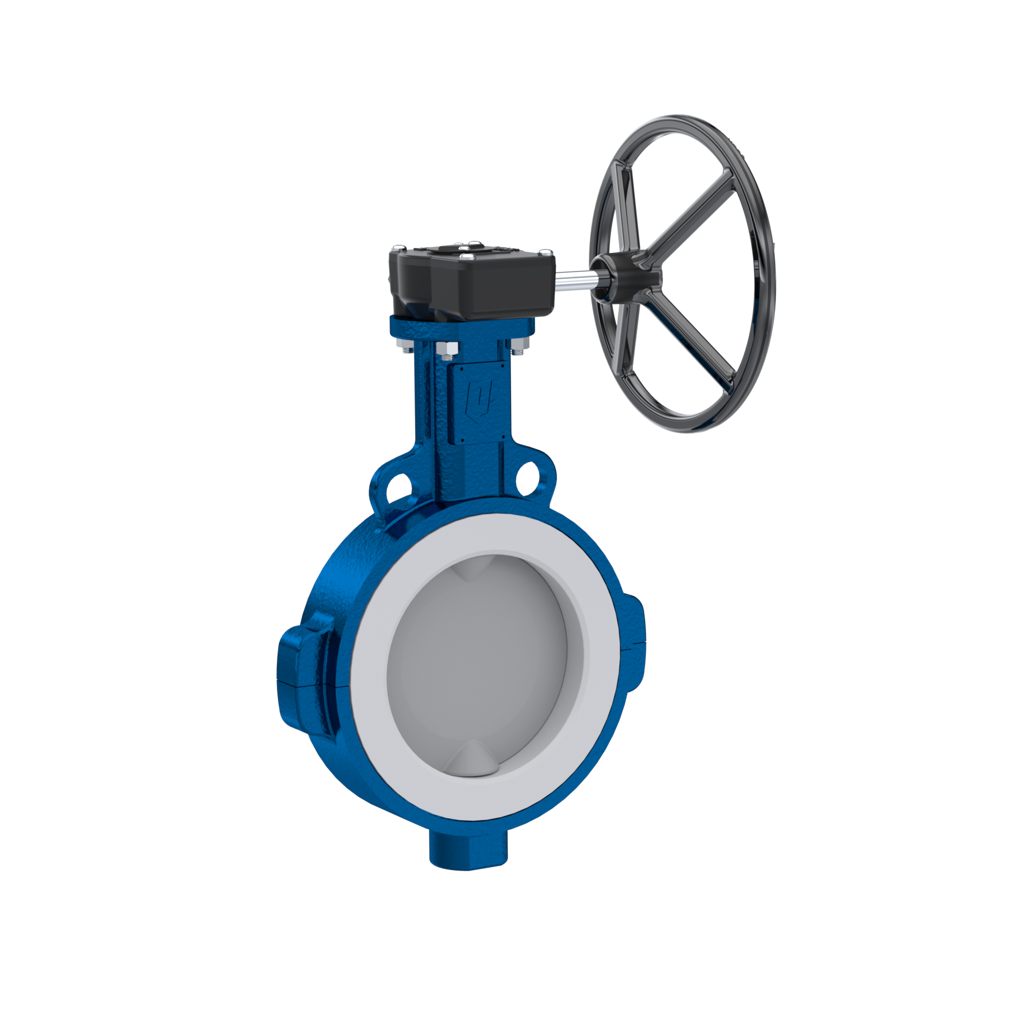 Butterfly-valve PTFE AK09 DN400 ANSI150 handwheel gearbox silicone insert