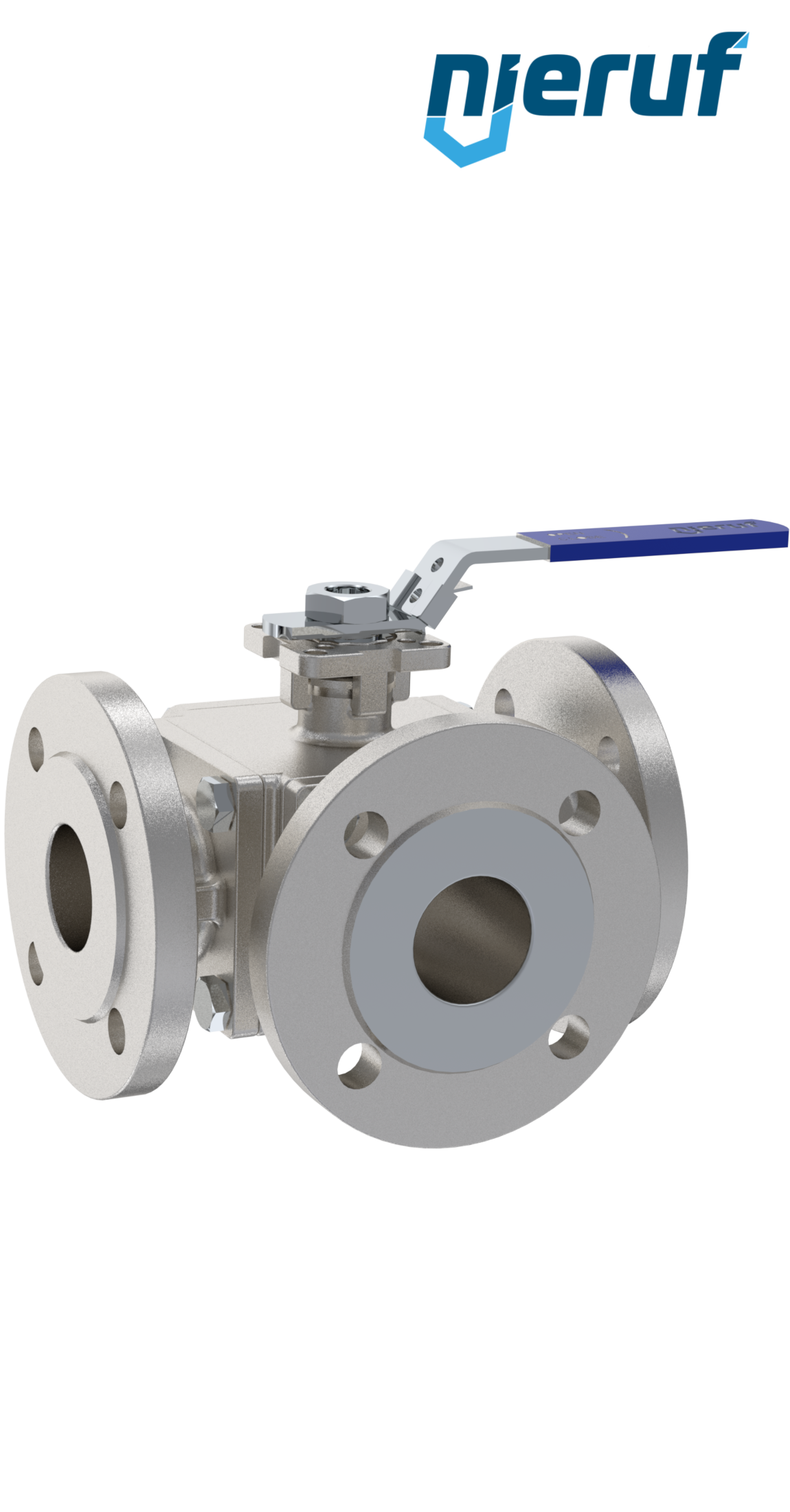 3 way stainless steel flange ball valve DN100 FK09 L Drilling stainless steel 1.4408