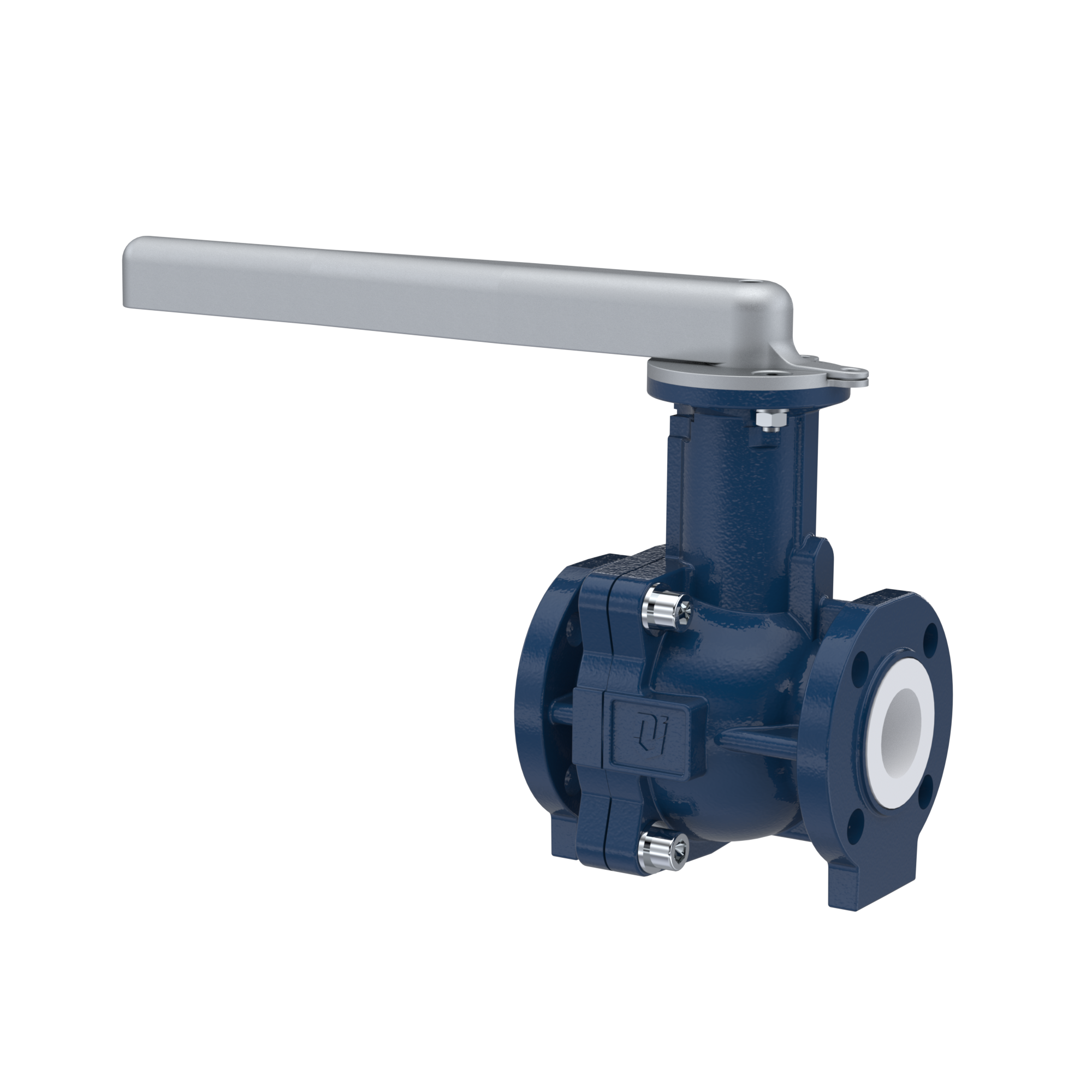 PFA-flange ball valve FK13 DN25 - 1" inch ANSI 150 made of spheroidal graphite cast iron with lever hand