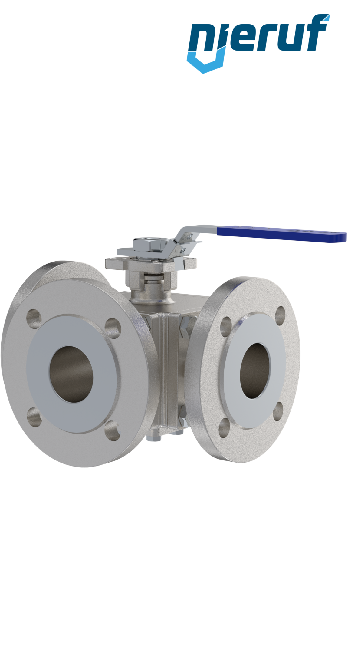 3 way stainless steel flange ball valve DN40 FK09 L Drilling stainless steel 1.4408