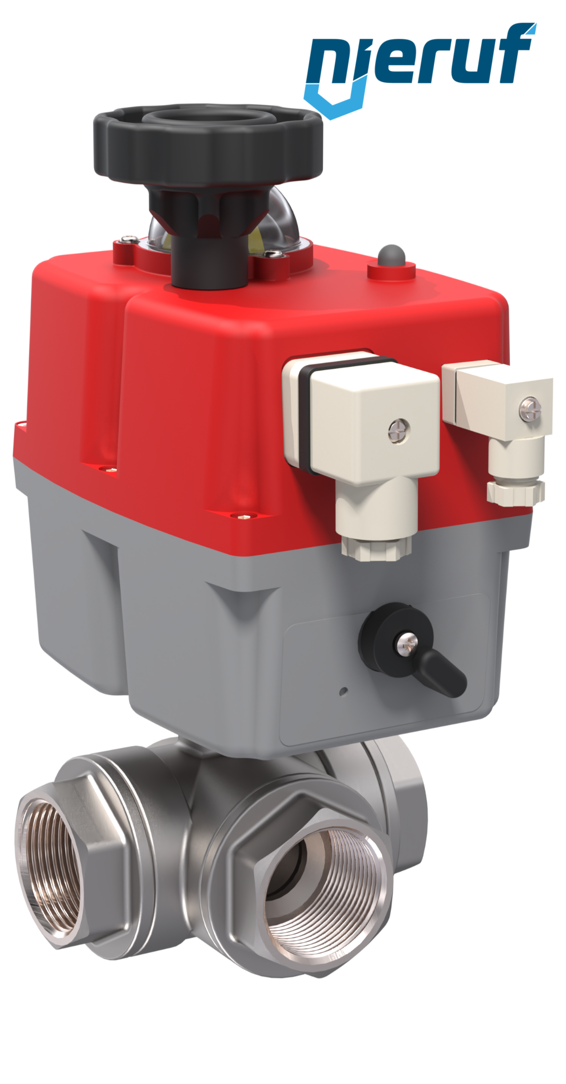 3 way automatic-ball valve 24-240V DN8 - 1/4" inch stainless steel reduced port design with T drilling