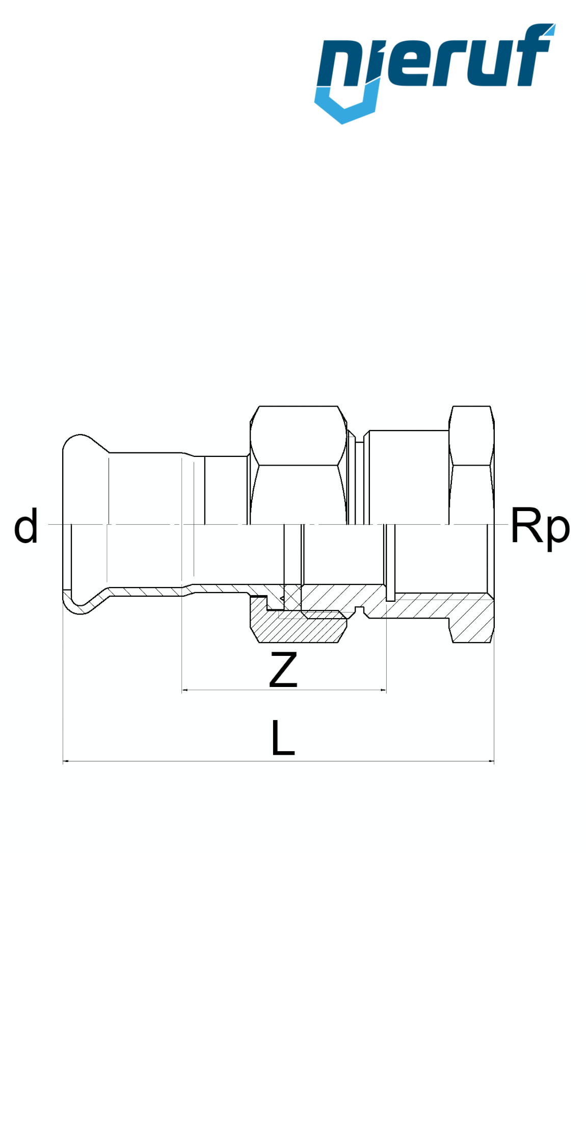 Union Coupling Pressfitting F DN20 - 22,0 mm female thread 1" inch stainless steel