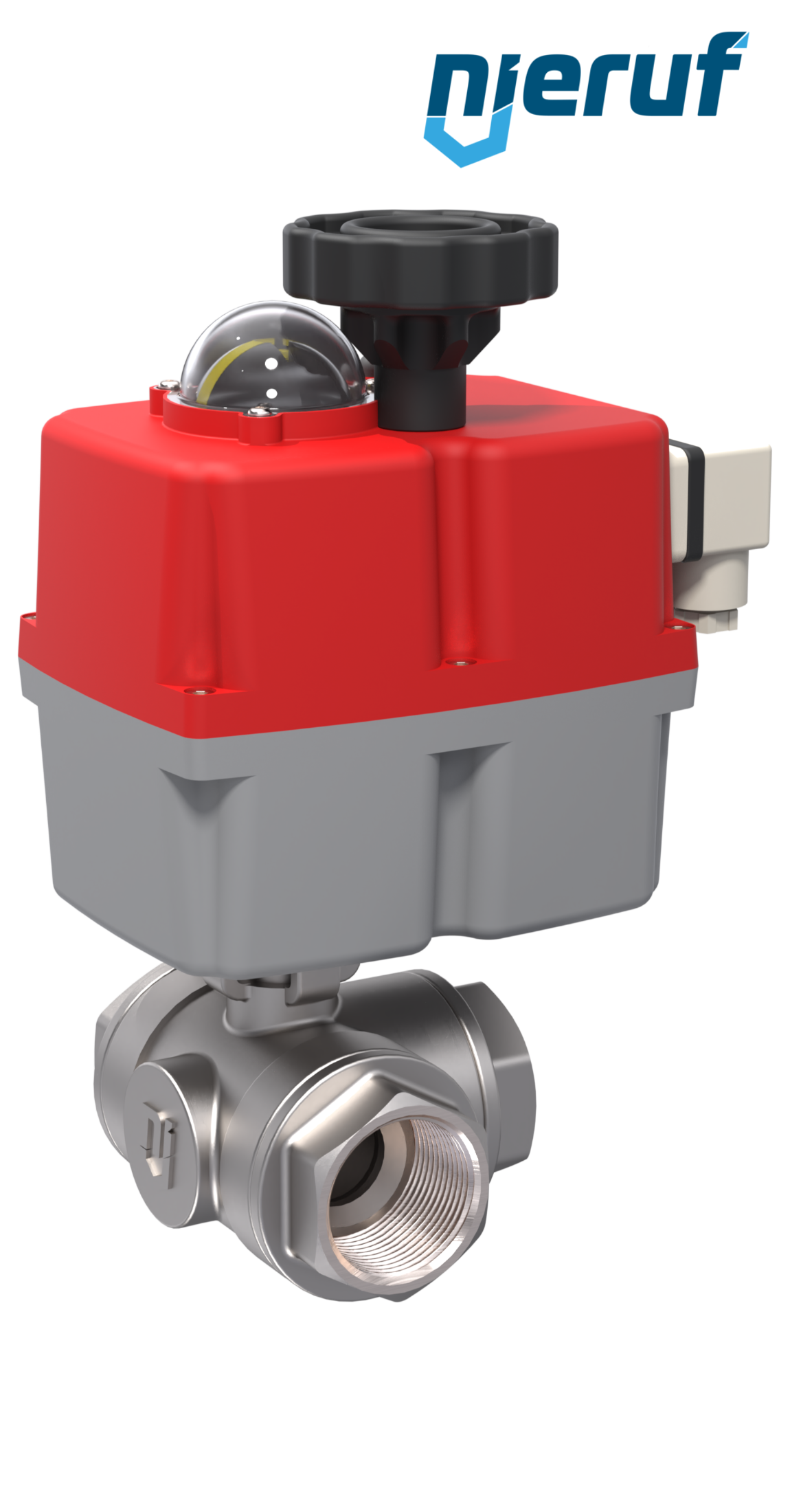 3 way automatic-ball valve 24-240V DN15 - 1/2" inch stainless steel reduced port design with L drilling