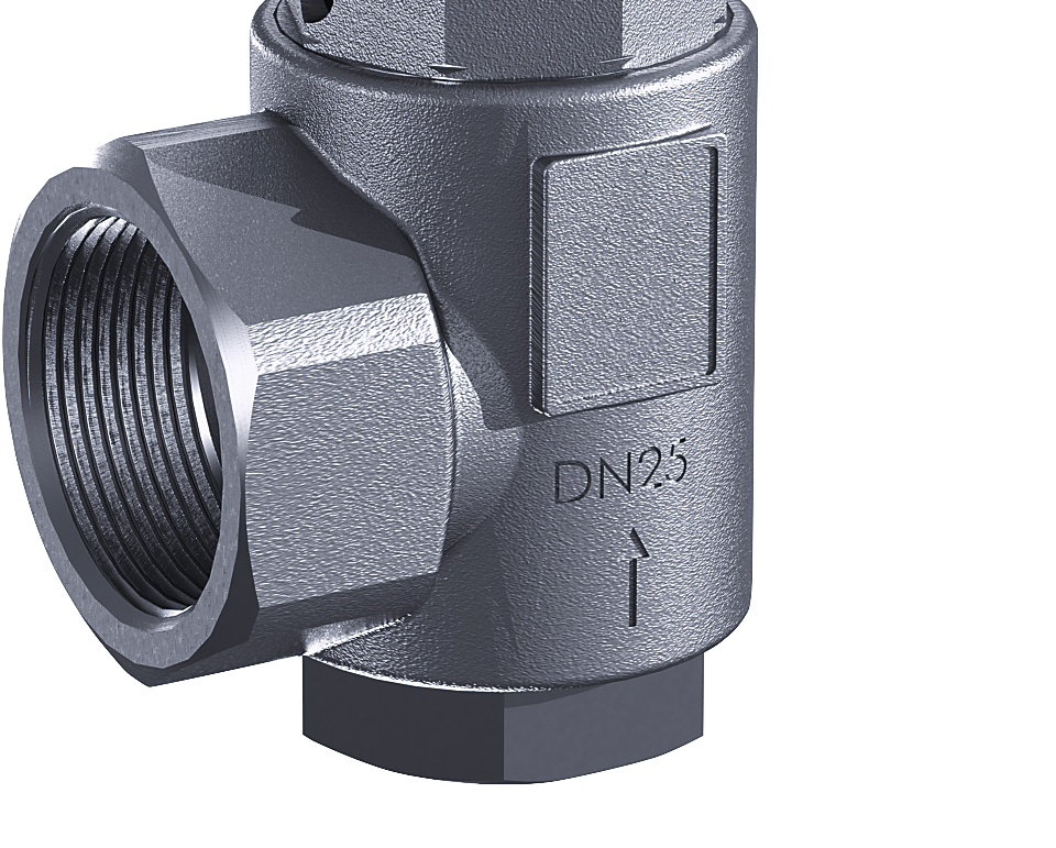 safety valve 1 1/4" x 2" fm SV05 neutral liquid media, stainless steel FKM, with lever