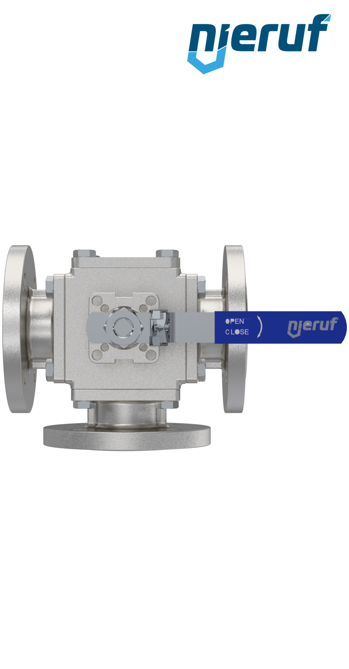 3 way stainless steel flange ball valve DN20 FK09 T drilling stainless steel 1.4408