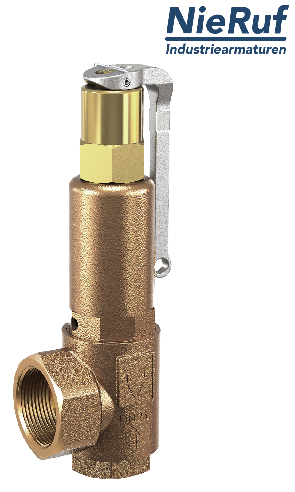 safety valve 1 1/4" x 2" fm SV07 neutral gaseous media, gunmetal NBR, with lever