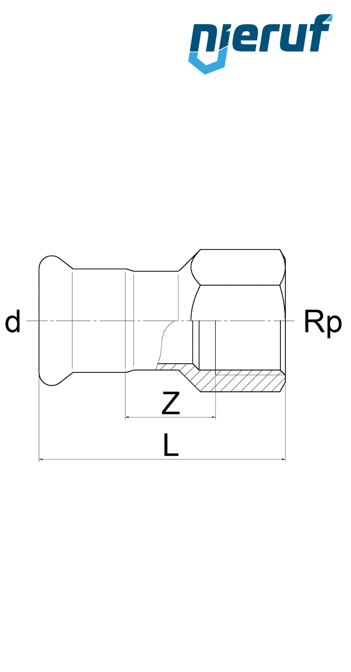 Press Fitting Female Coupling F Pressfitting DN32 - 35,0 mm female thread 1" inch stainless steel