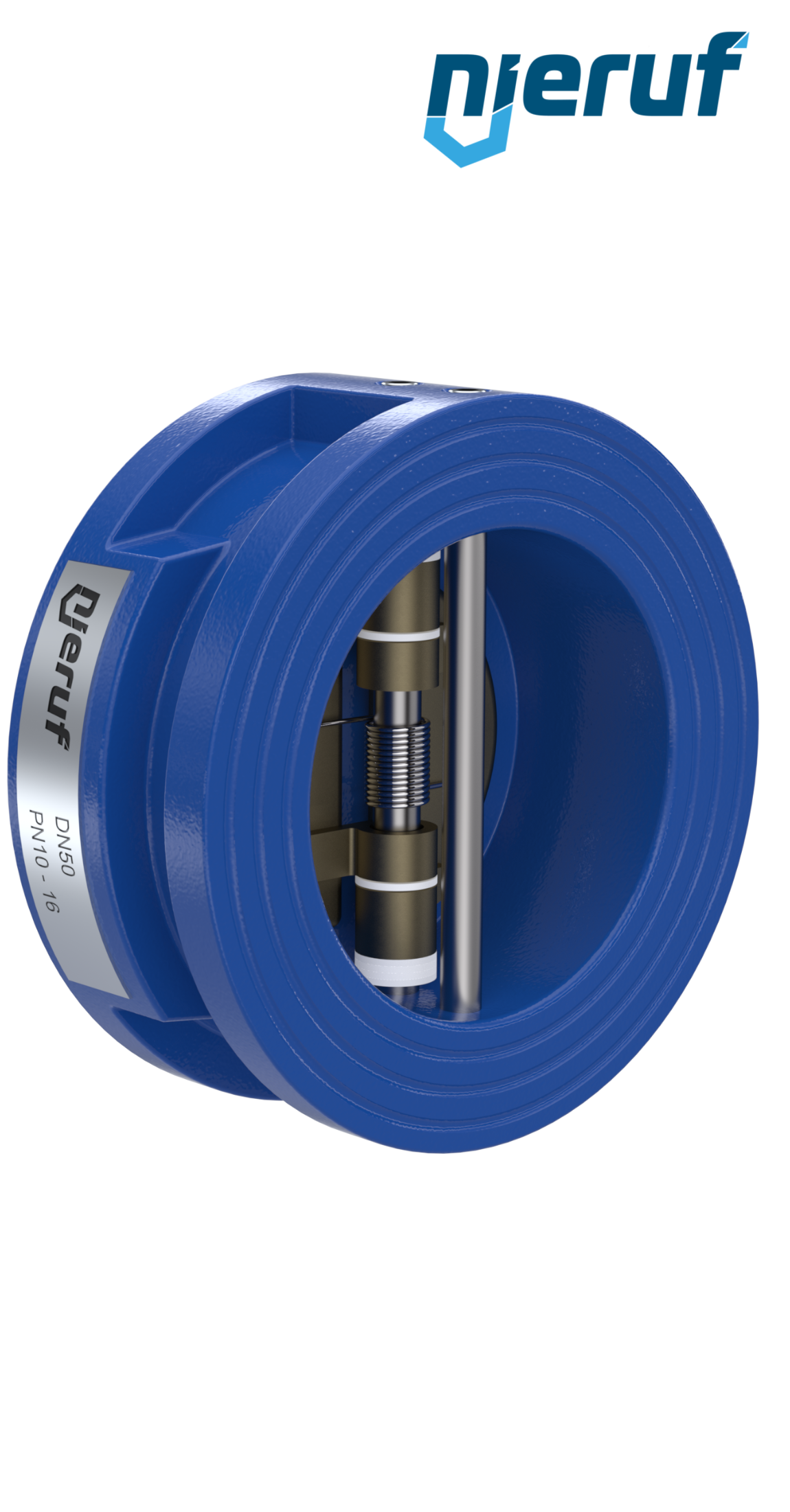 dual plate check valve DN50 DR04 GGG40 epoxyd plated blue 180µm EPDM