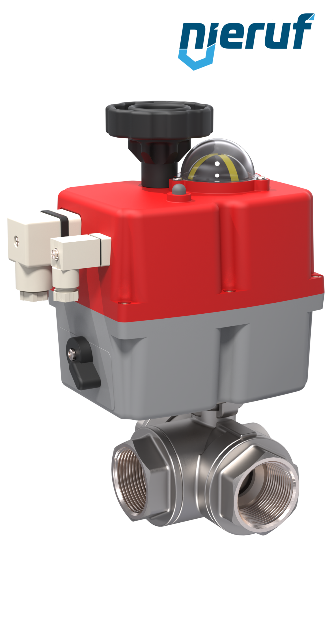 3 way automatic-ball valve 24-240V DN25 - 1" inch stainless steel reduced port design with T drilling