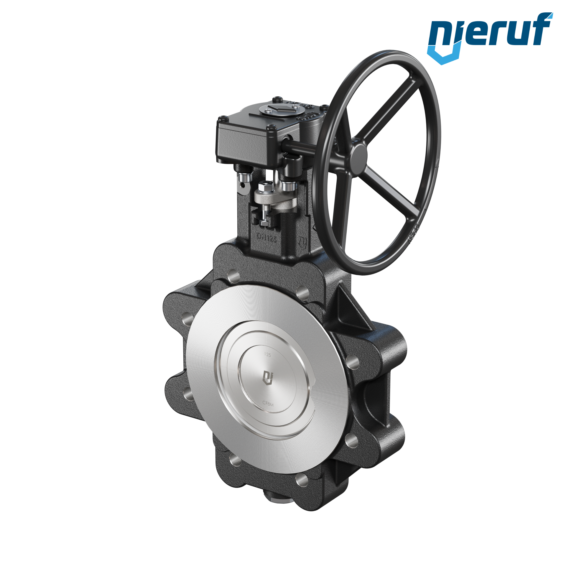 Double offset butterfly-valve AK12 DN 125 PN10-PN16 worm gear