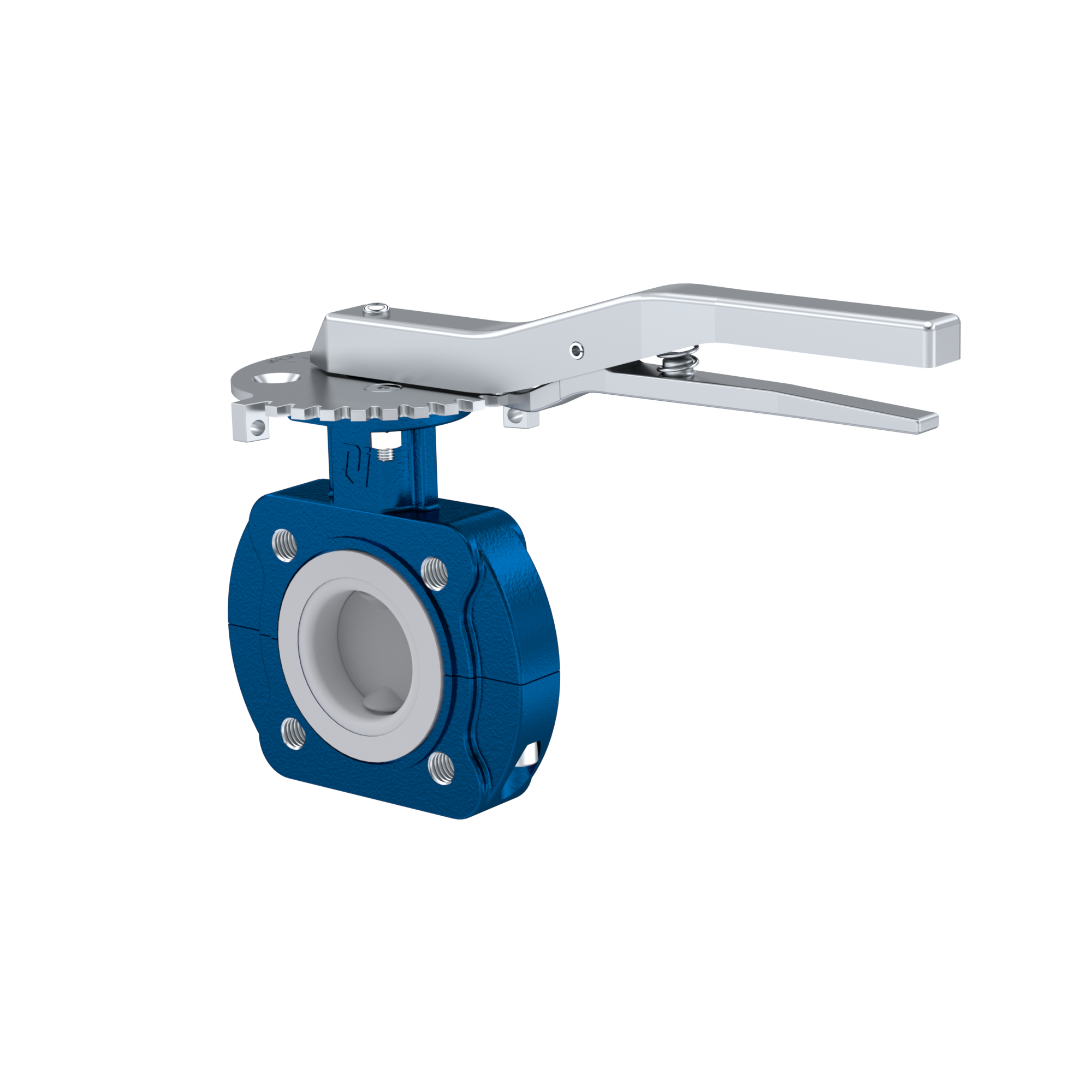 PFA-Butterfly-valve PTFE AK10 DN40 ANSI150 lever silicone insert