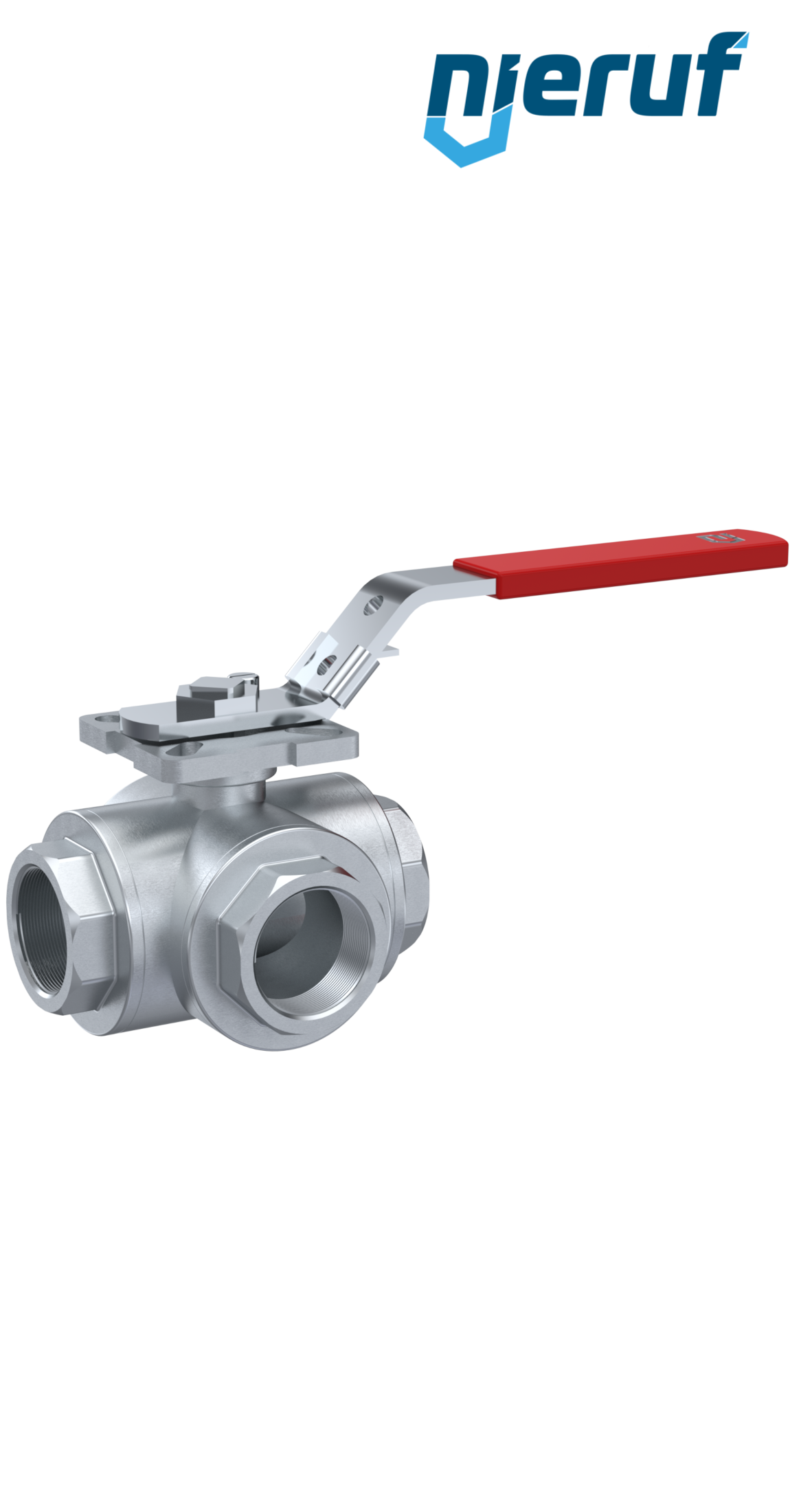 3-way ball valve DN15 - 1/2" inch GK09 stainless steel L drilling