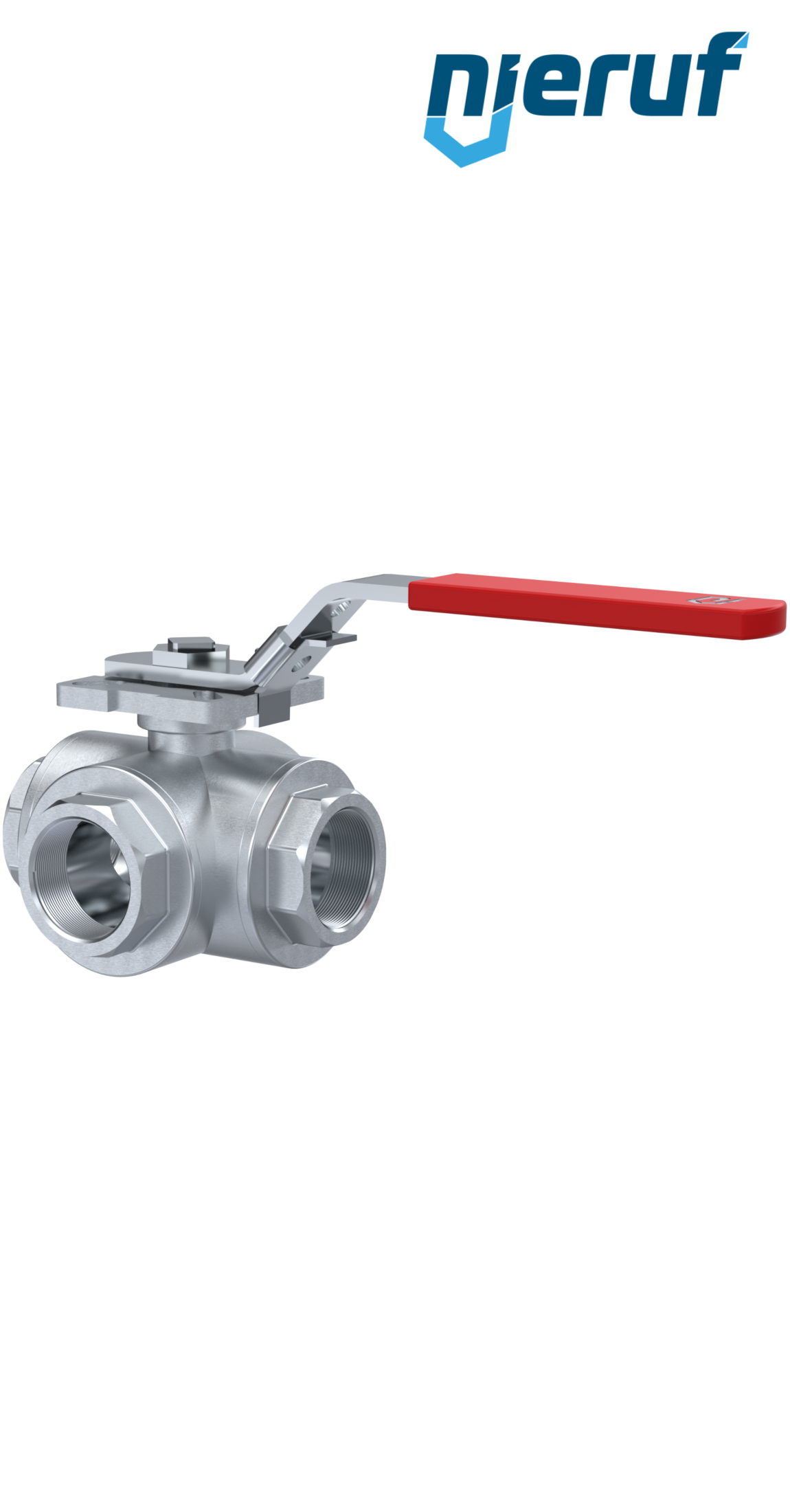 3-way ball valve DN40 - 1 1/2" inch GK09 stainless steel L drilling