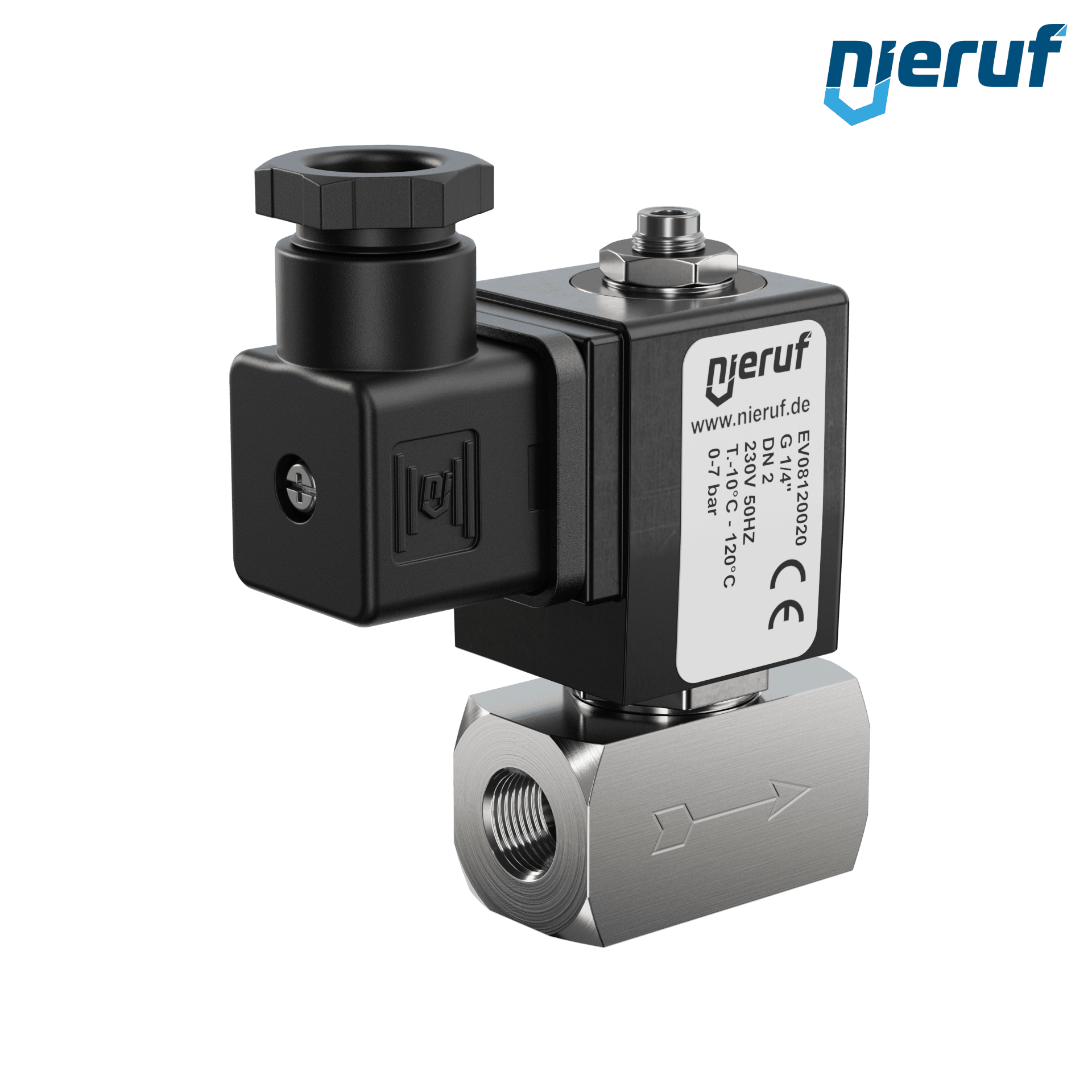 Solenoid valve DN2,0 G 1/4" Inch stainless steel EV08 FKM 230V 50Hz