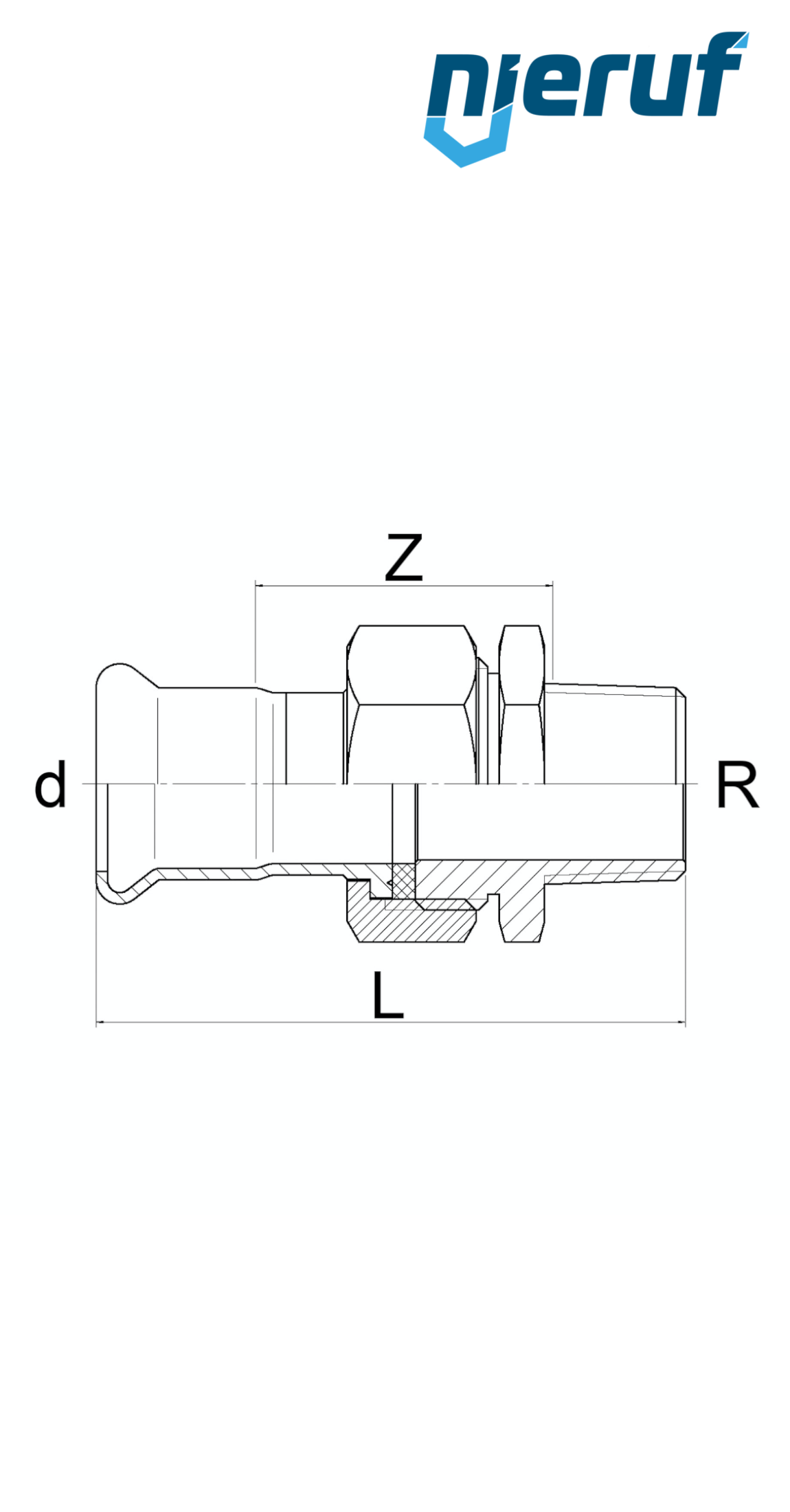 Union Coupling Pressfitting F DN12 - 15,0 mm male thread 1/2" inch stainless steel