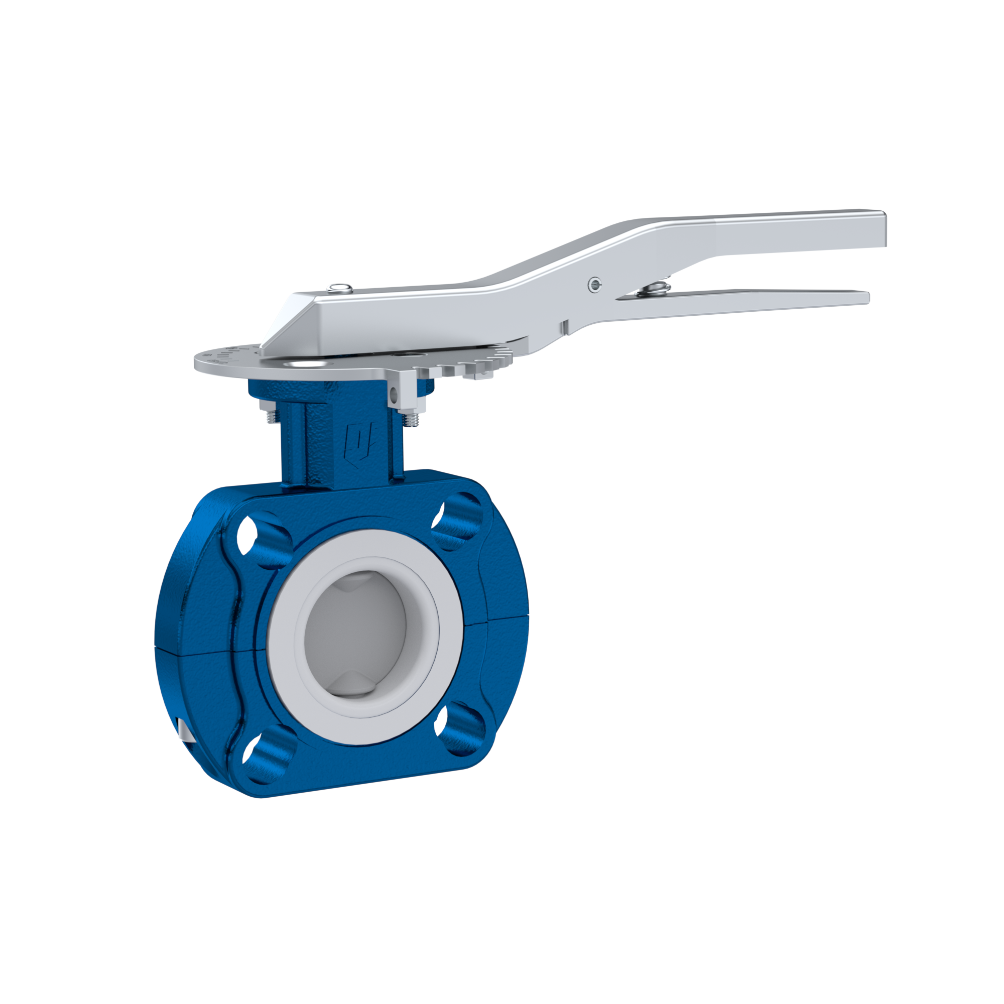 Butterfly-valve PTFE AK09 DN40 ANSI150 lever silicone insert