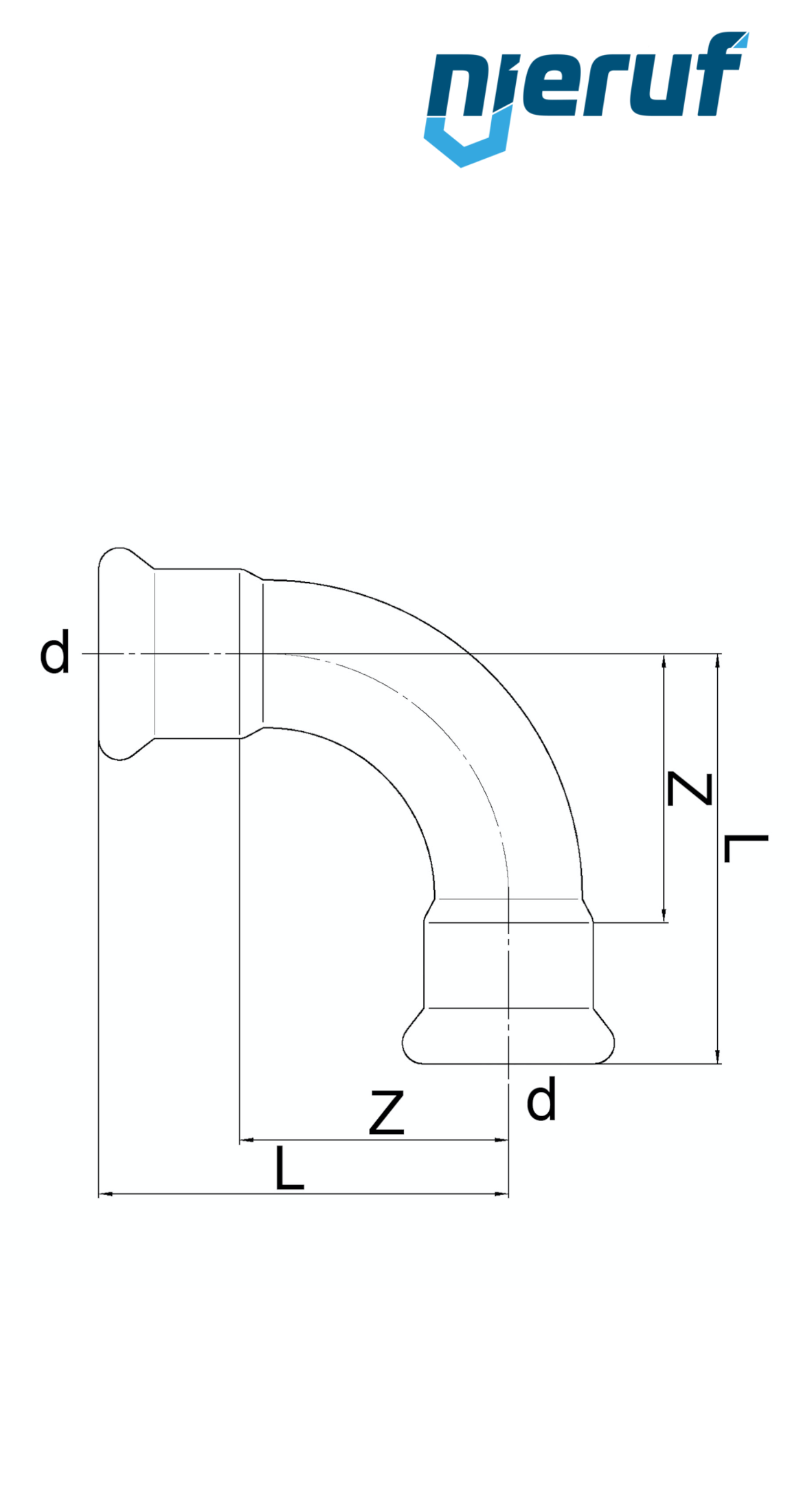 Elbow Pressfitting 90° F x F DN32 - 35,0 mm stainless steel