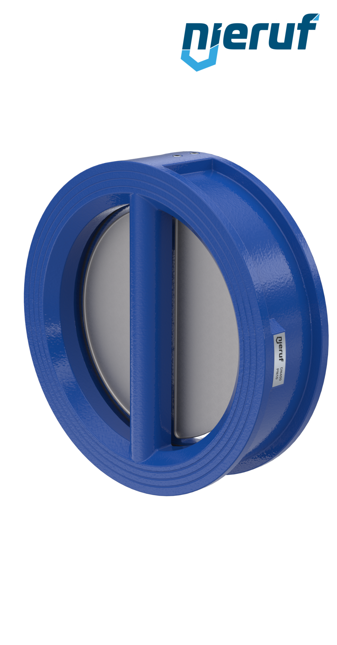dual plate check valve DN450 DR02 GGG40 epoxyd plated blue 180µm FKM (Viton)