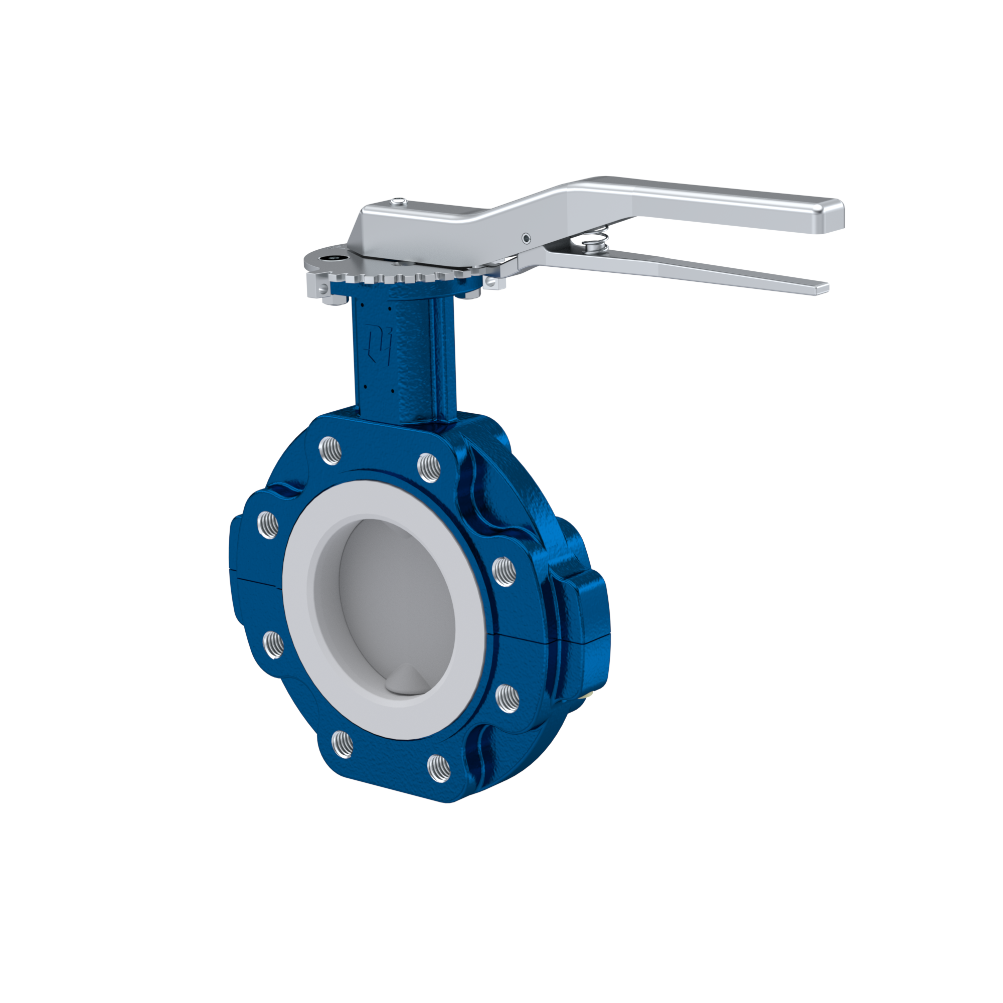 PFA-Butterfly-valve PTFE AK10 DN150 PN10-PN16 lever silicone insert
