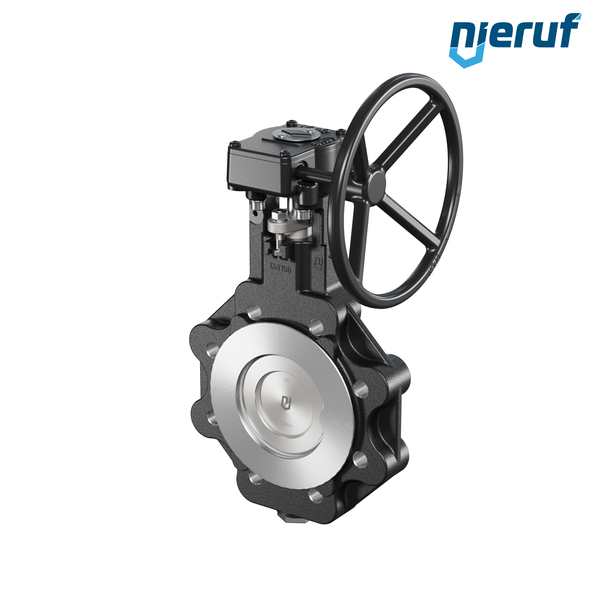 Double offset butterfly-valve AK12 DN 100 PN10-PN16 worm gear