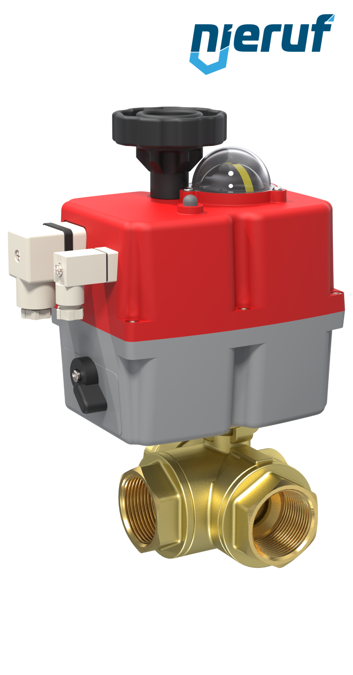 3 way automatic-ball valve 24-240V DN20 - 3/4" inch brass full port design with T drilling