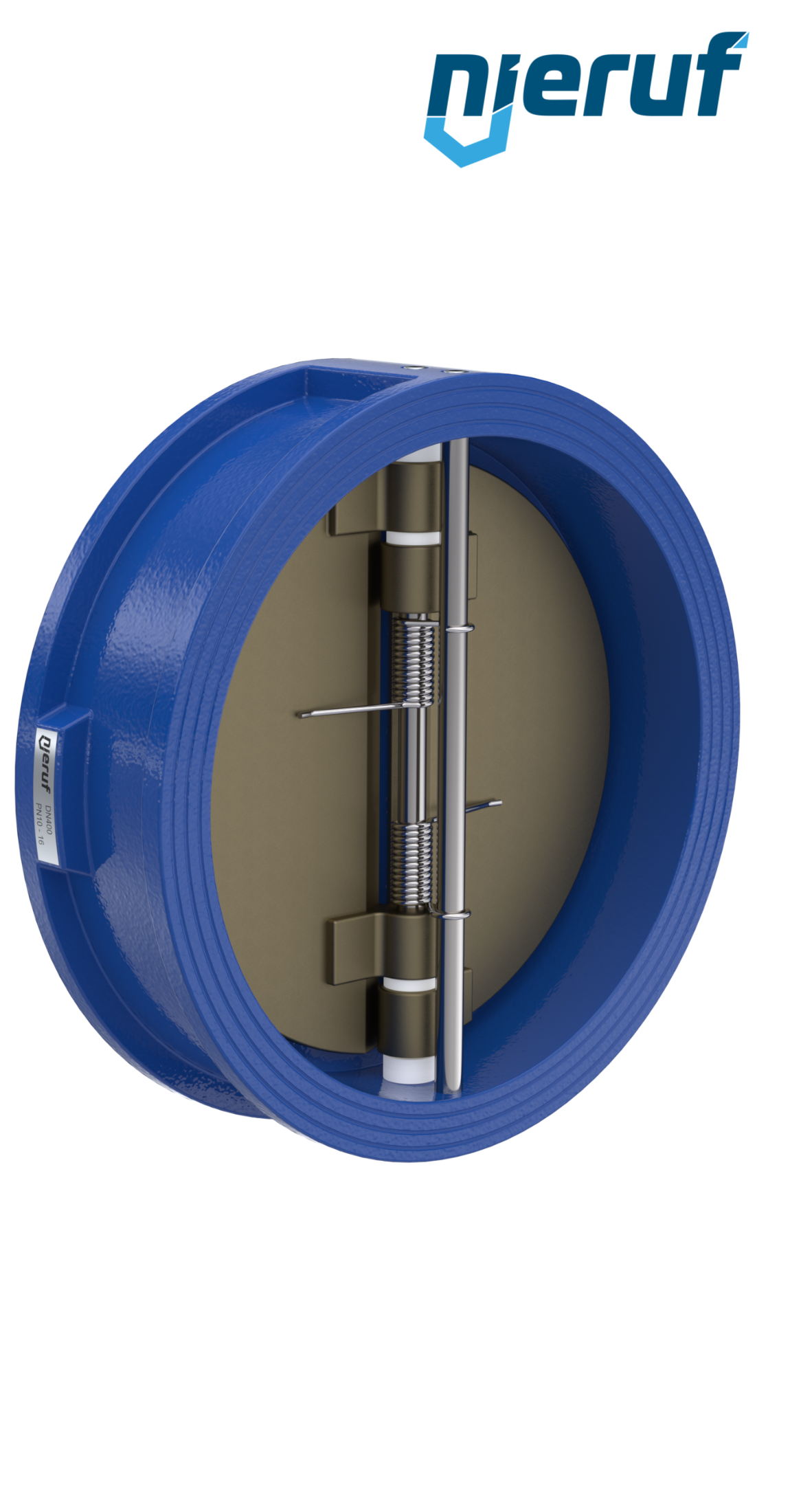 dual plate check valve DN400 DR04 ANSI 150 GGG40 epoxyd plated blue 180µm FKM