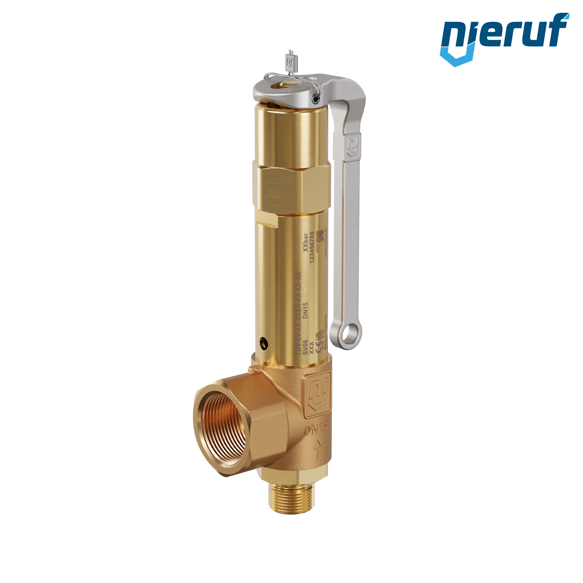 safety valve 1/2" m  x 1" fm SV08 gaseous media, gunmetal PTFE, with lever